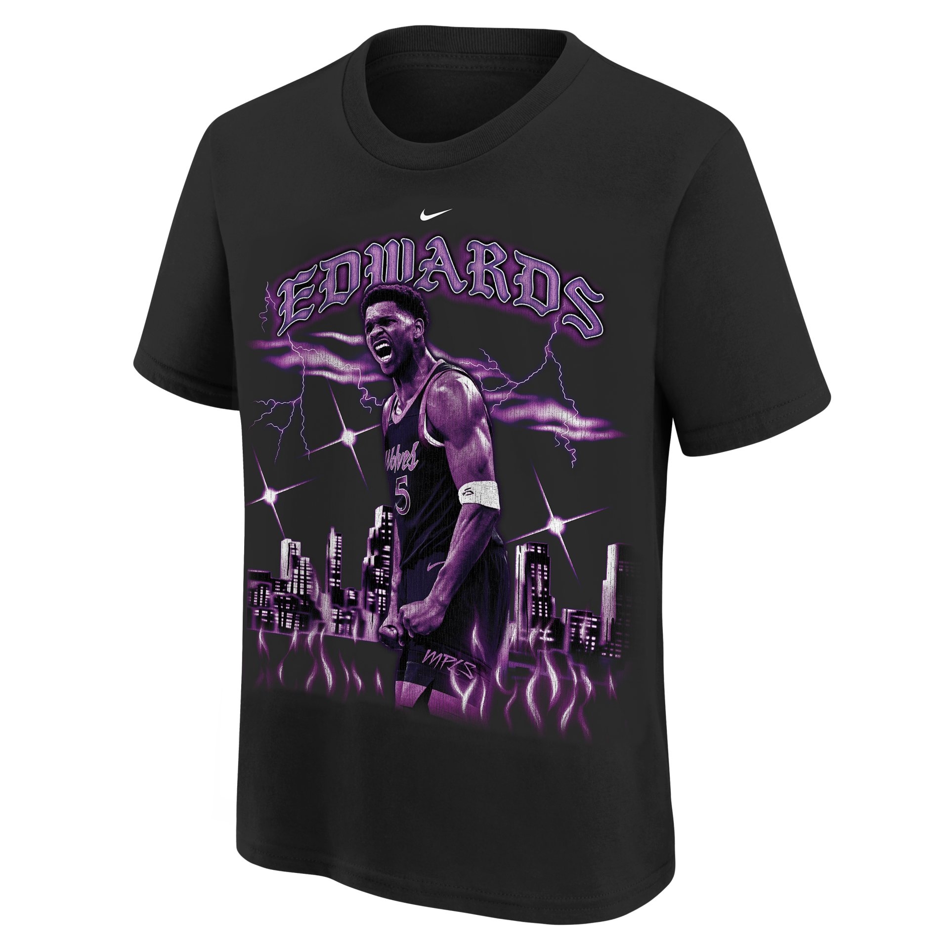 Anthony Edwards Minnesota Timberwolves NBA City Edition T-Shirt Schwarz (YOUTH)