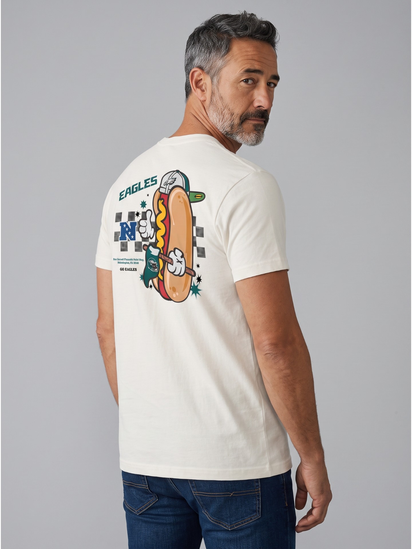 Philadelphia Eagles Ballpark Hot Dog Oversized MLB T-Shirt Cream
