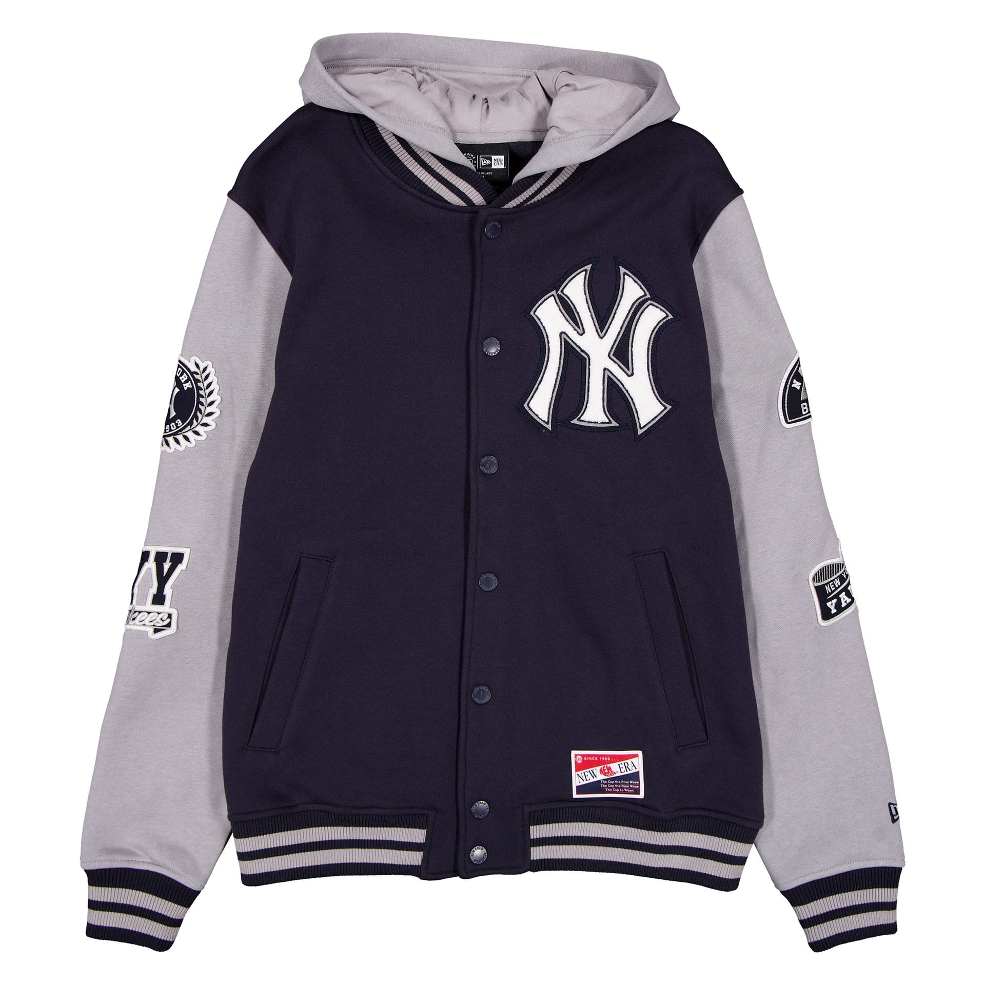 New York Yankees Full Snap Patch Jacket Navy/Gray