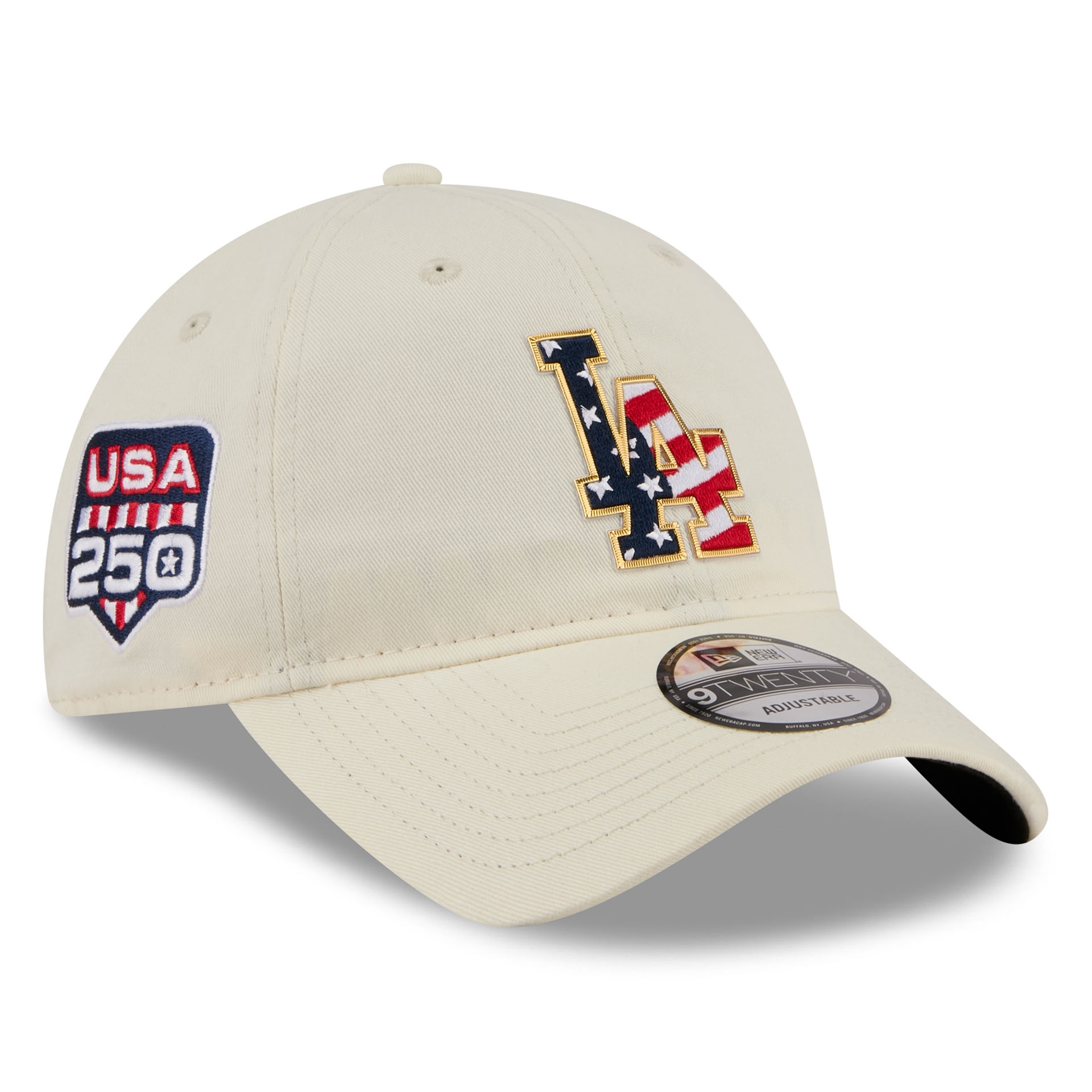Los Angeles Dodgers 4th of July USA 250 9TWENTY Adjustable Cap Cream