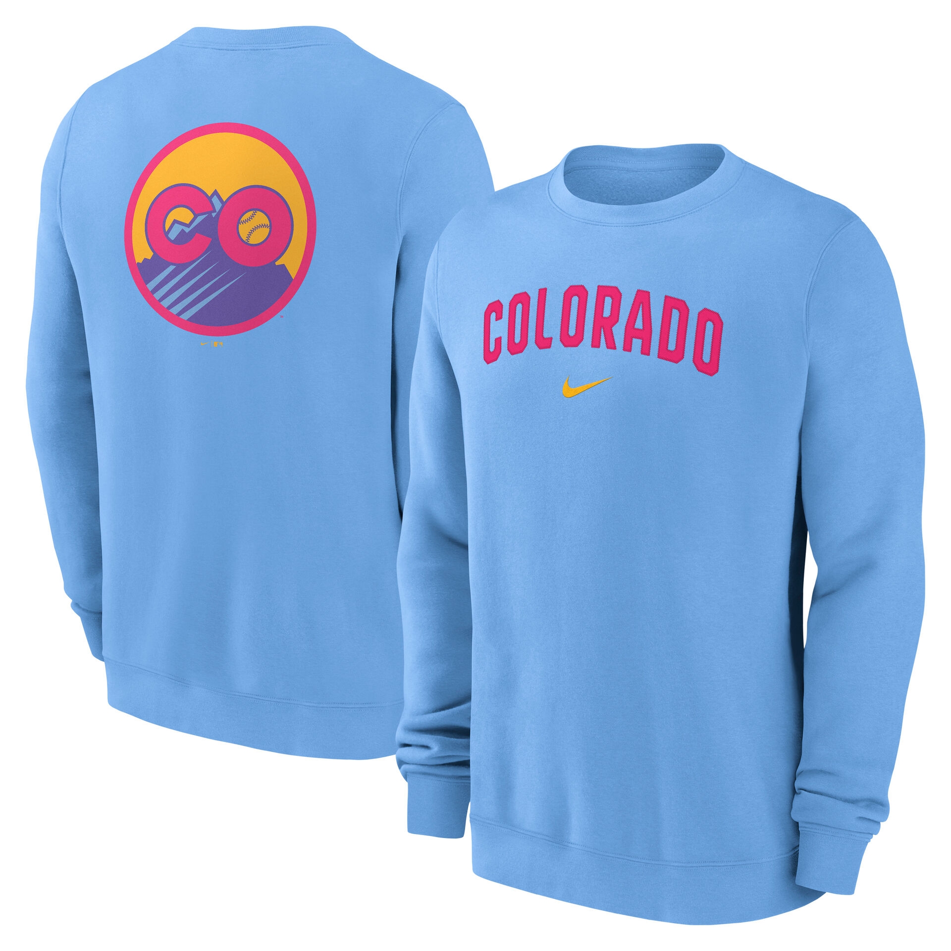 Colorado Rockies City Connect 2-Hit Club Crew Pullover Blau