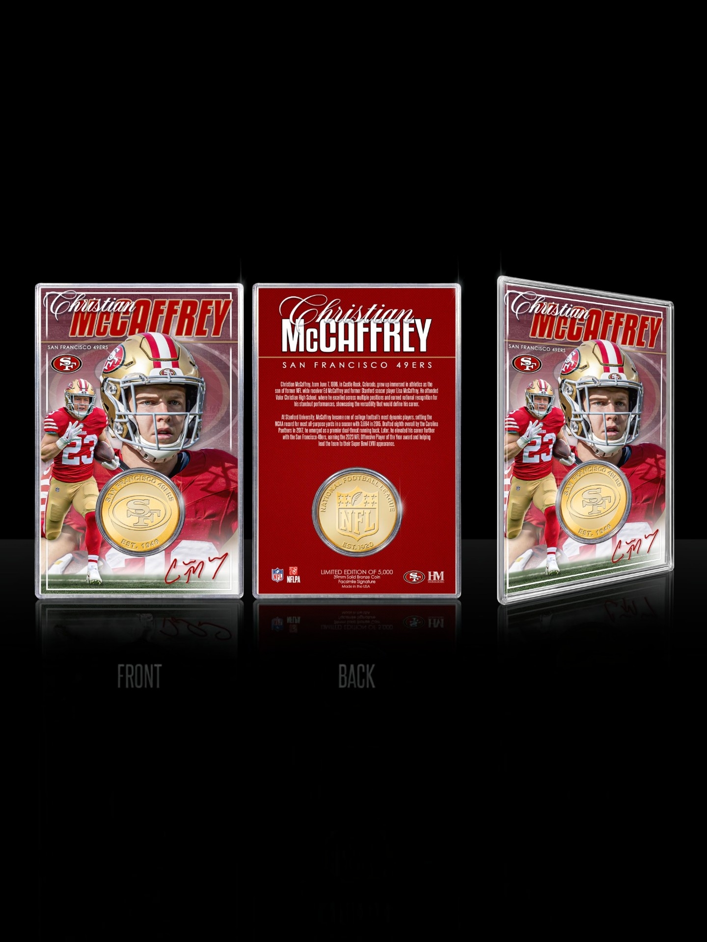 Christian McCaffrey San Francisco 49ers Acrylic Bronze NFL Coin Card