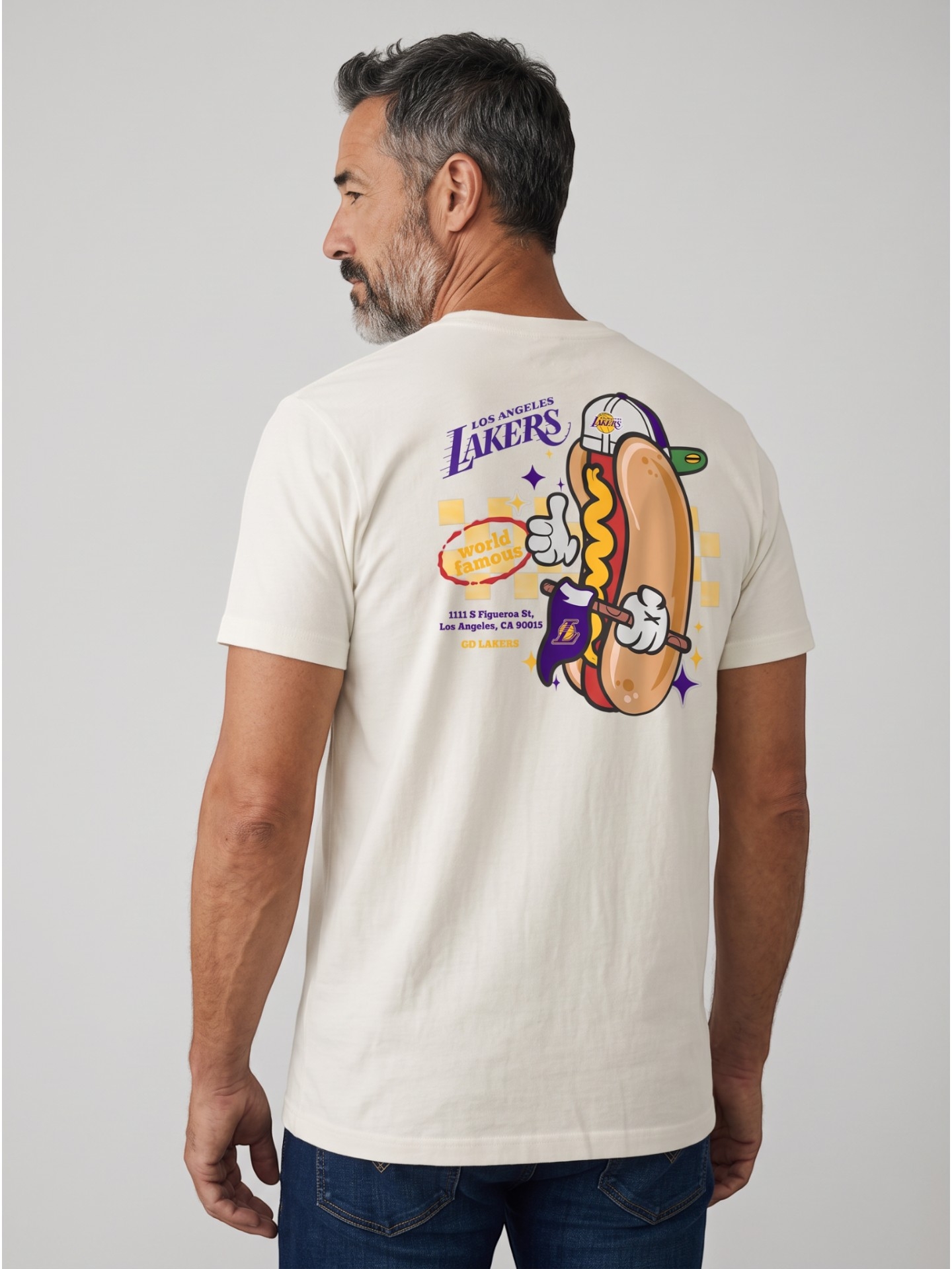 Los Angeles Lakers Ballpark Hot Dog Oversized NBA T-Shirt Cream