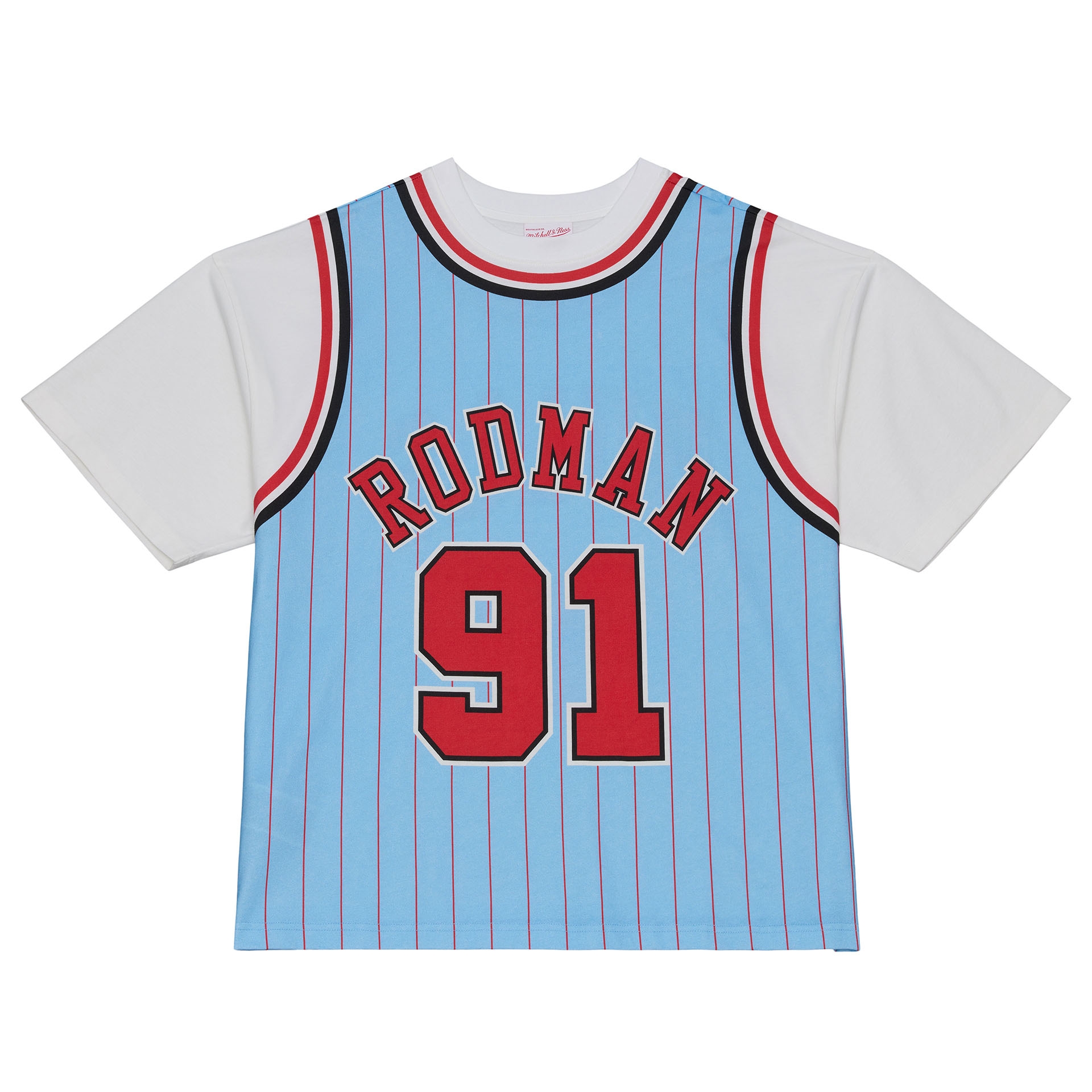 Dennis Rodman #91 Chicago Bulls Backward Jersey T-Shirt Blau