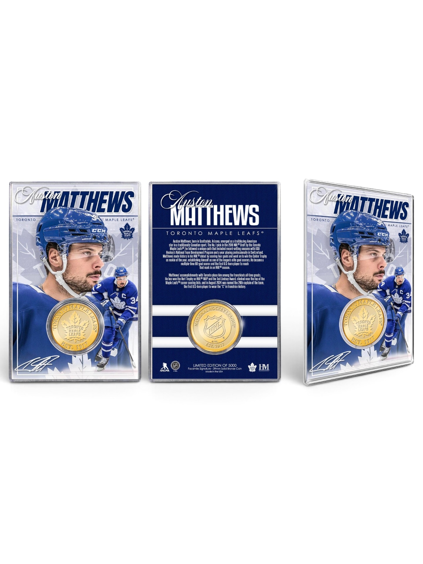 Auston Matthews Toronto Maple Leafs Acrylic Bronze Coin Card