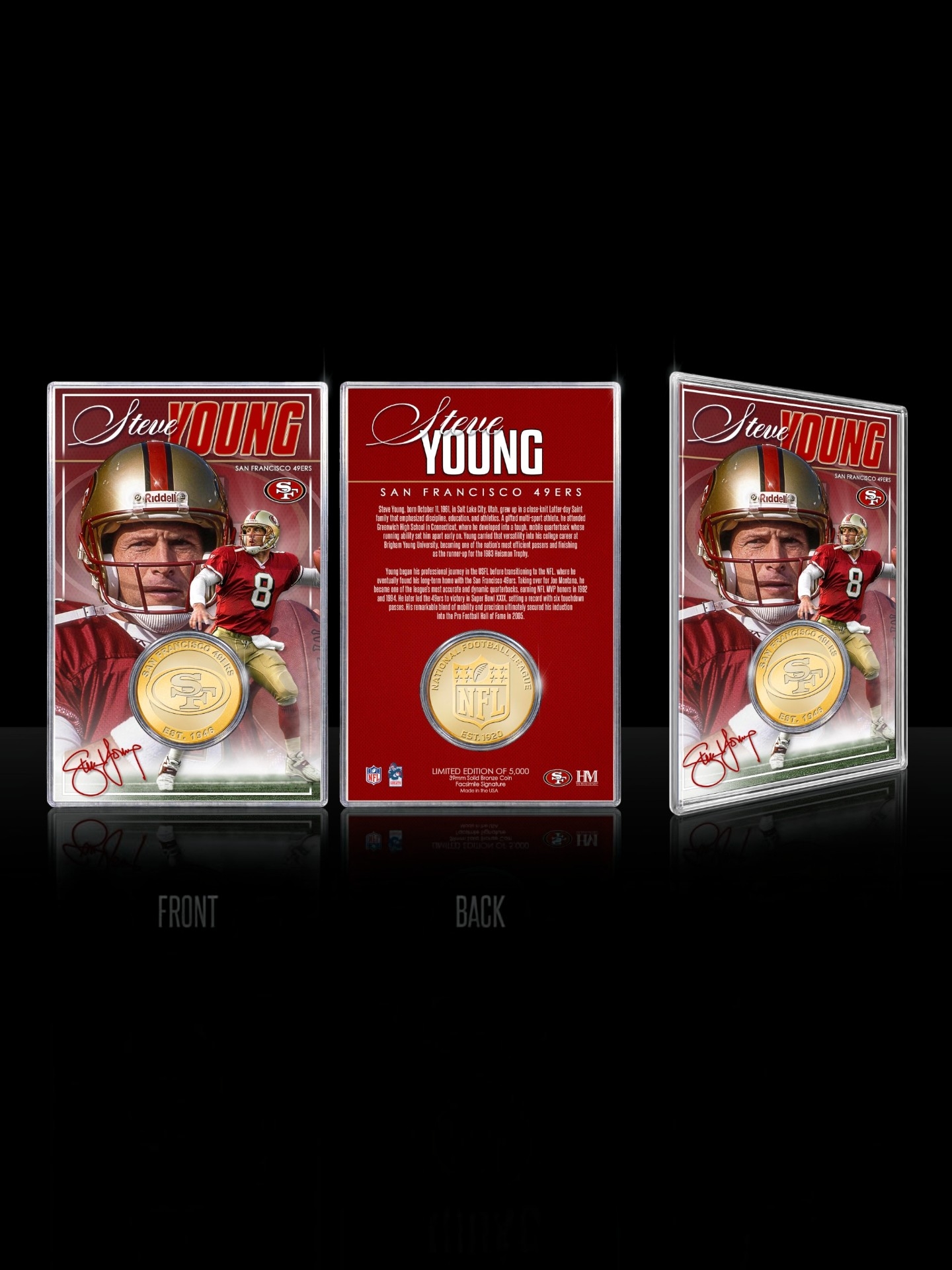 Steve Young San Francisco 49ers Acrylic Bronze NFL Coin Card