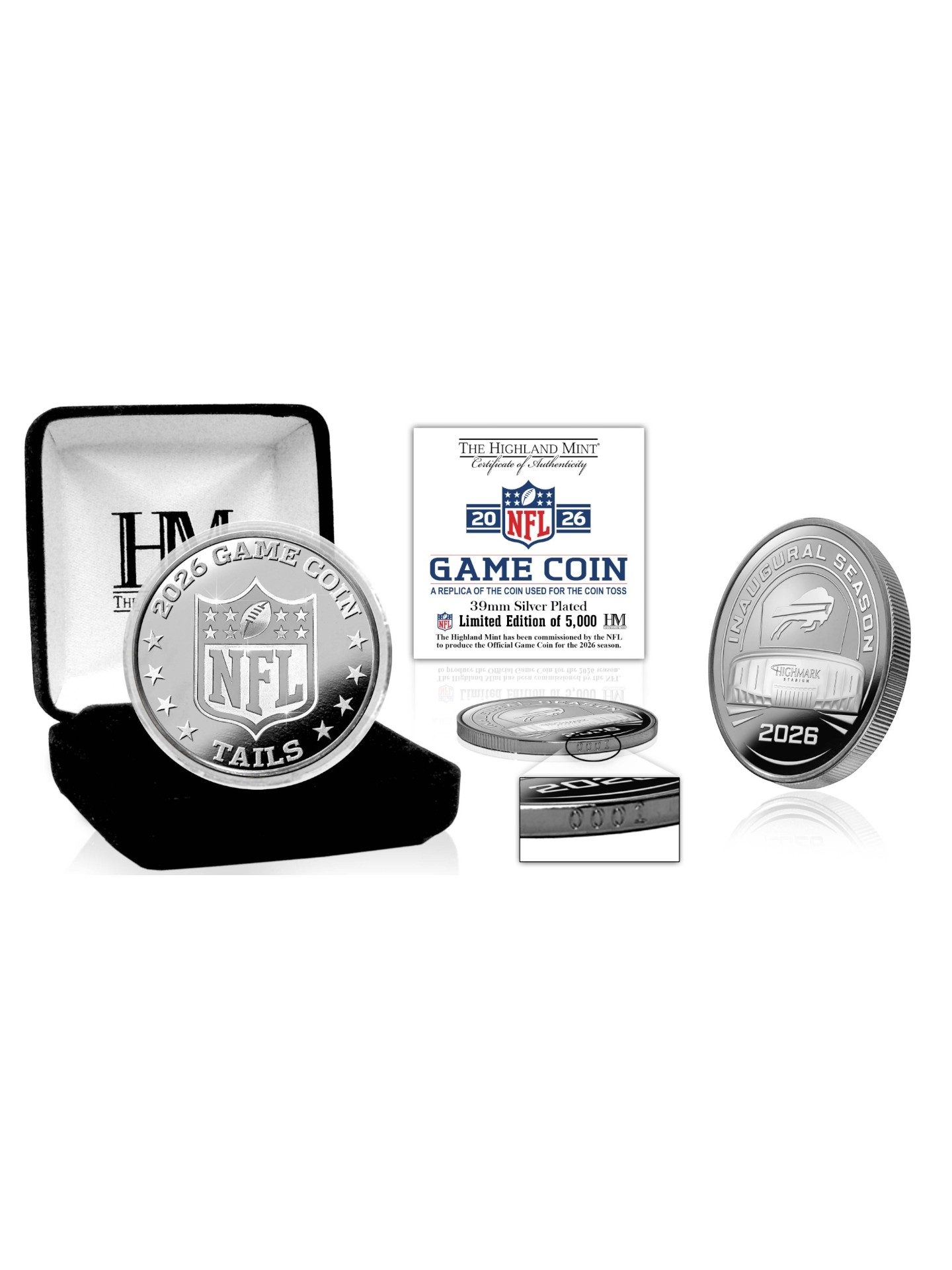 Buffalo Bills Silver Plated 2026 Inaugural Season NFL Game Flip Coin
