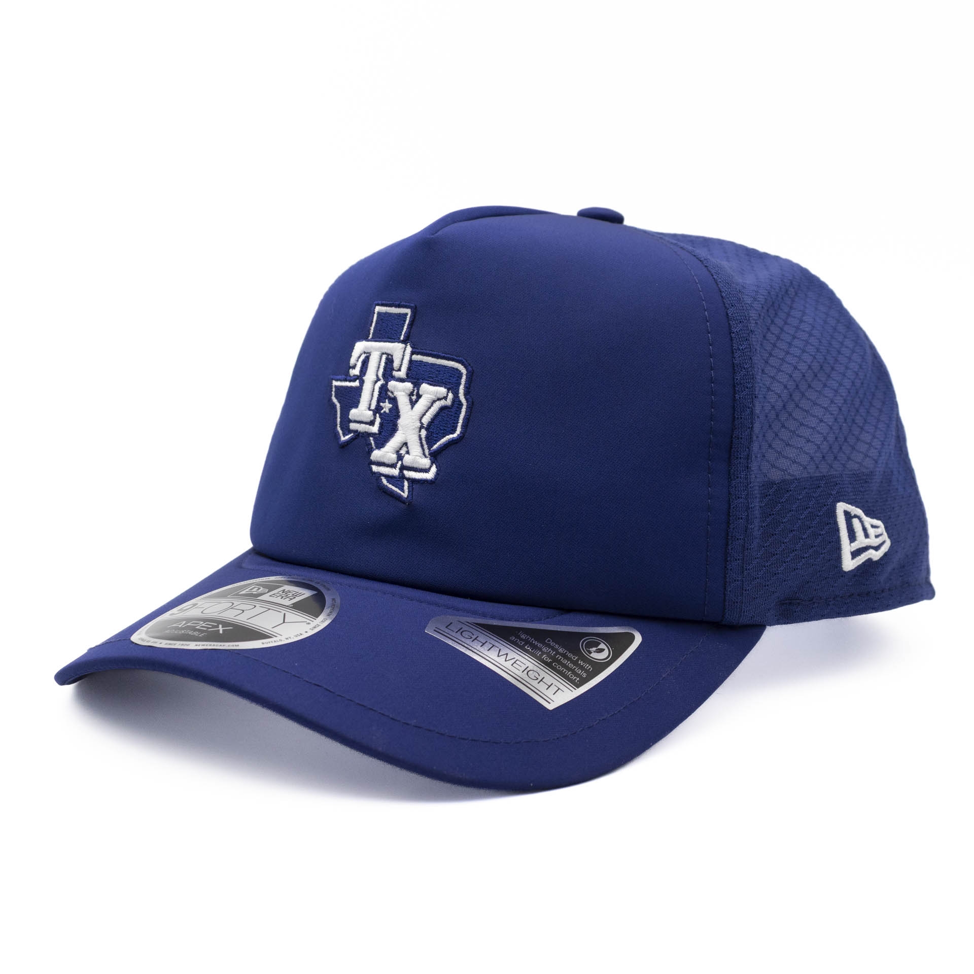 Texas Rangers 2026 MLB Batting Practice 9FORTY APEX Trucker Cap Blau