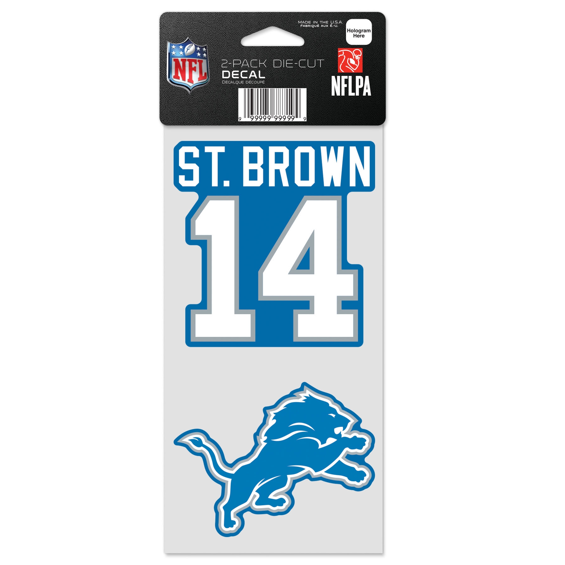 Amon-Ra St. Brown #14 Detroit Lions Player NFL Aufkleber-Set (2 Stk.)