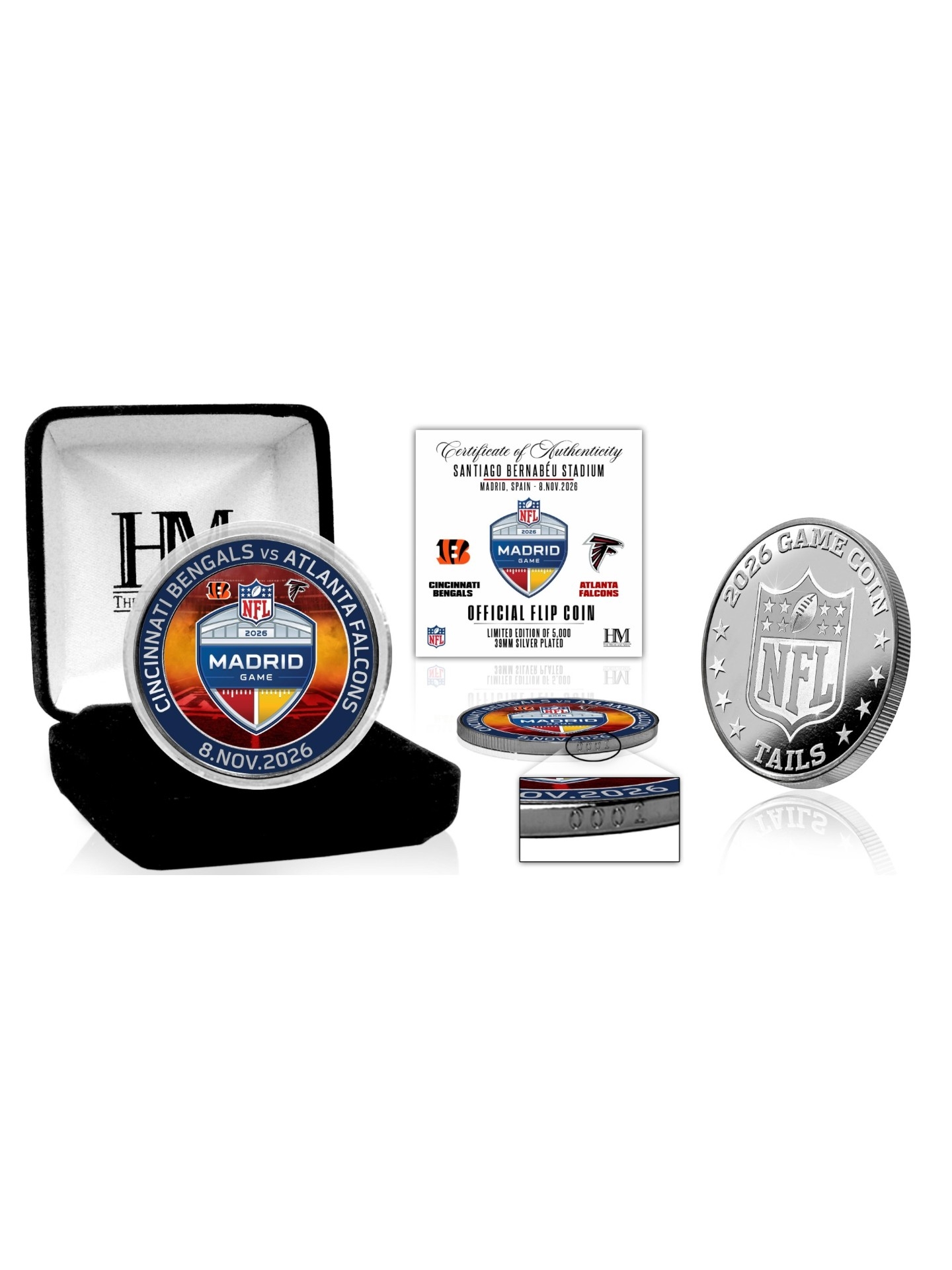 2026 NFL Madrid Game Bengals vs Falcons Game Flip Coin