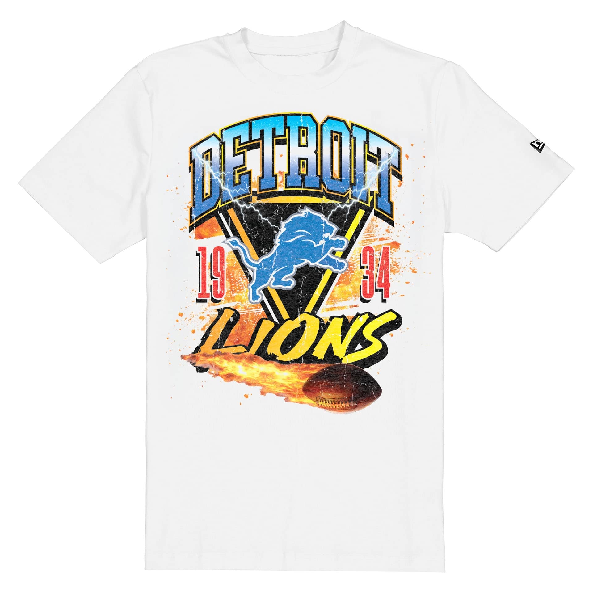 Detroit Lions Fireball Oversized NFL T-Shirt White
