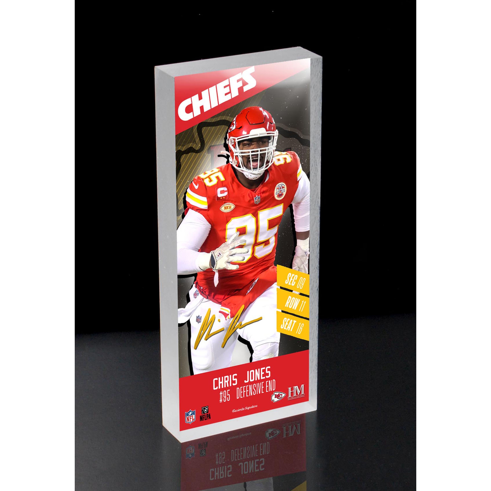 Chris Jones Kansas City Chiefs Player Ticket 3D Block Art