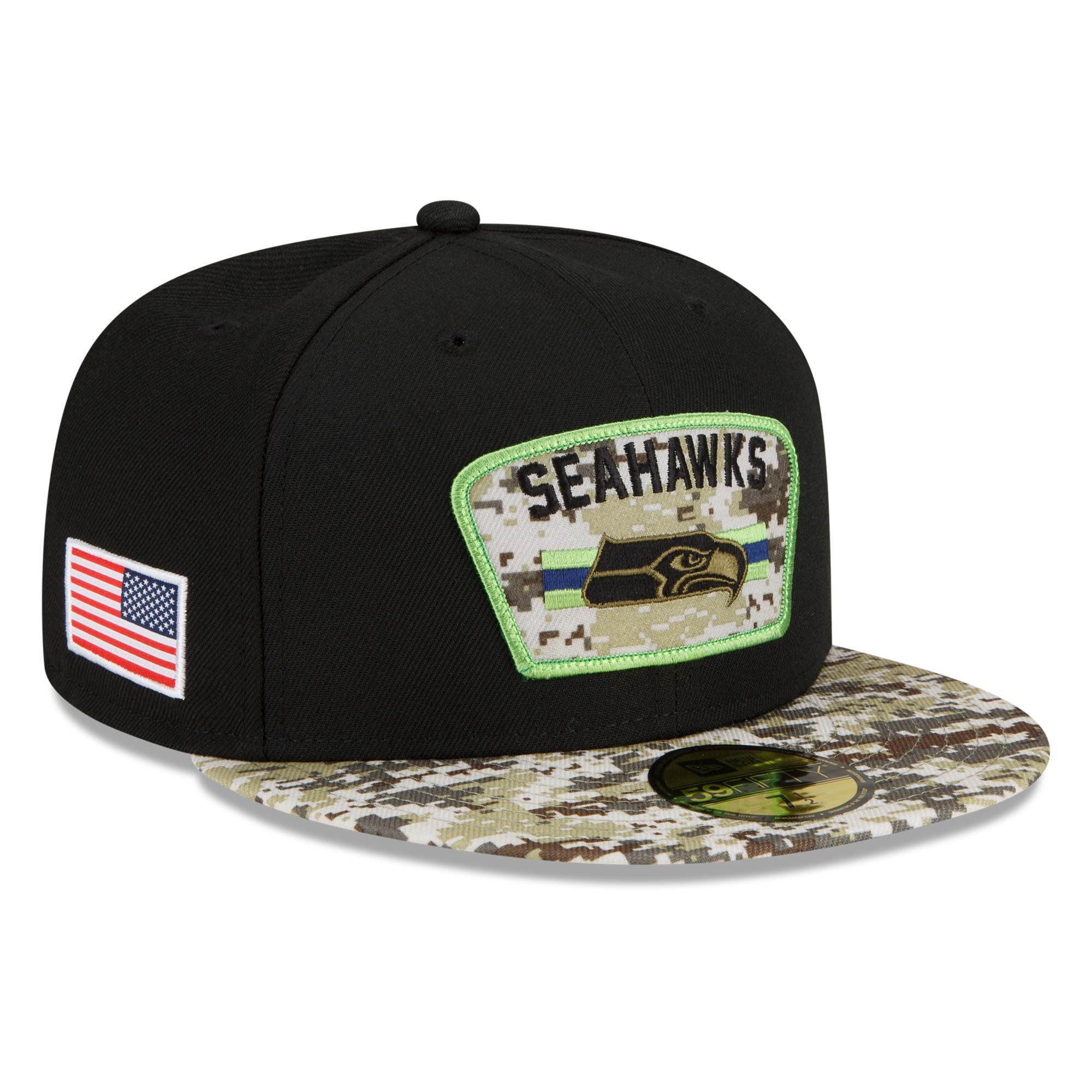 Seattle Seahawks 2021 NFL On-Field Salute to Service New Era 59FIFTY Fitted Cap