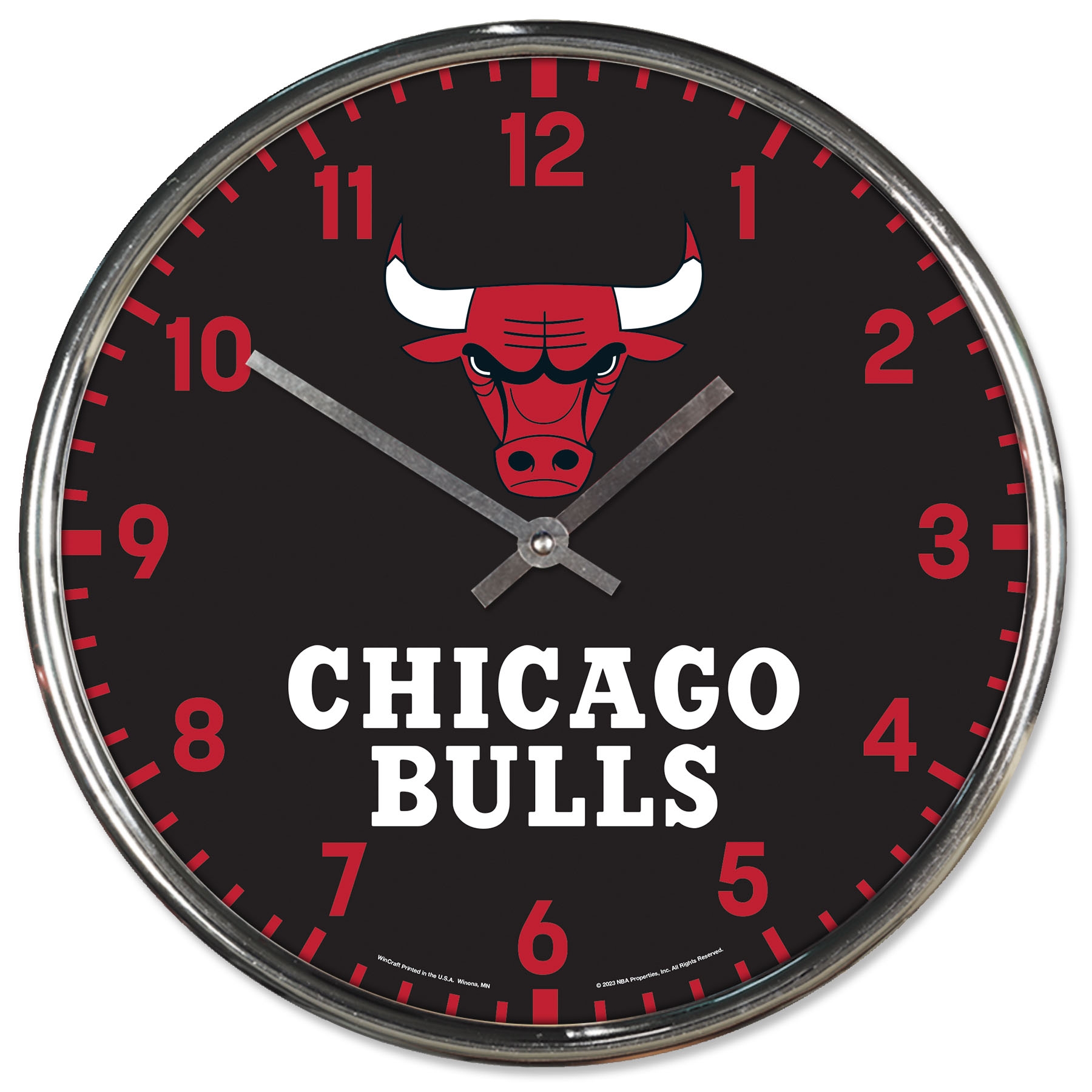 Chicago Bulls Chrome NBA Team Design Wanduhr