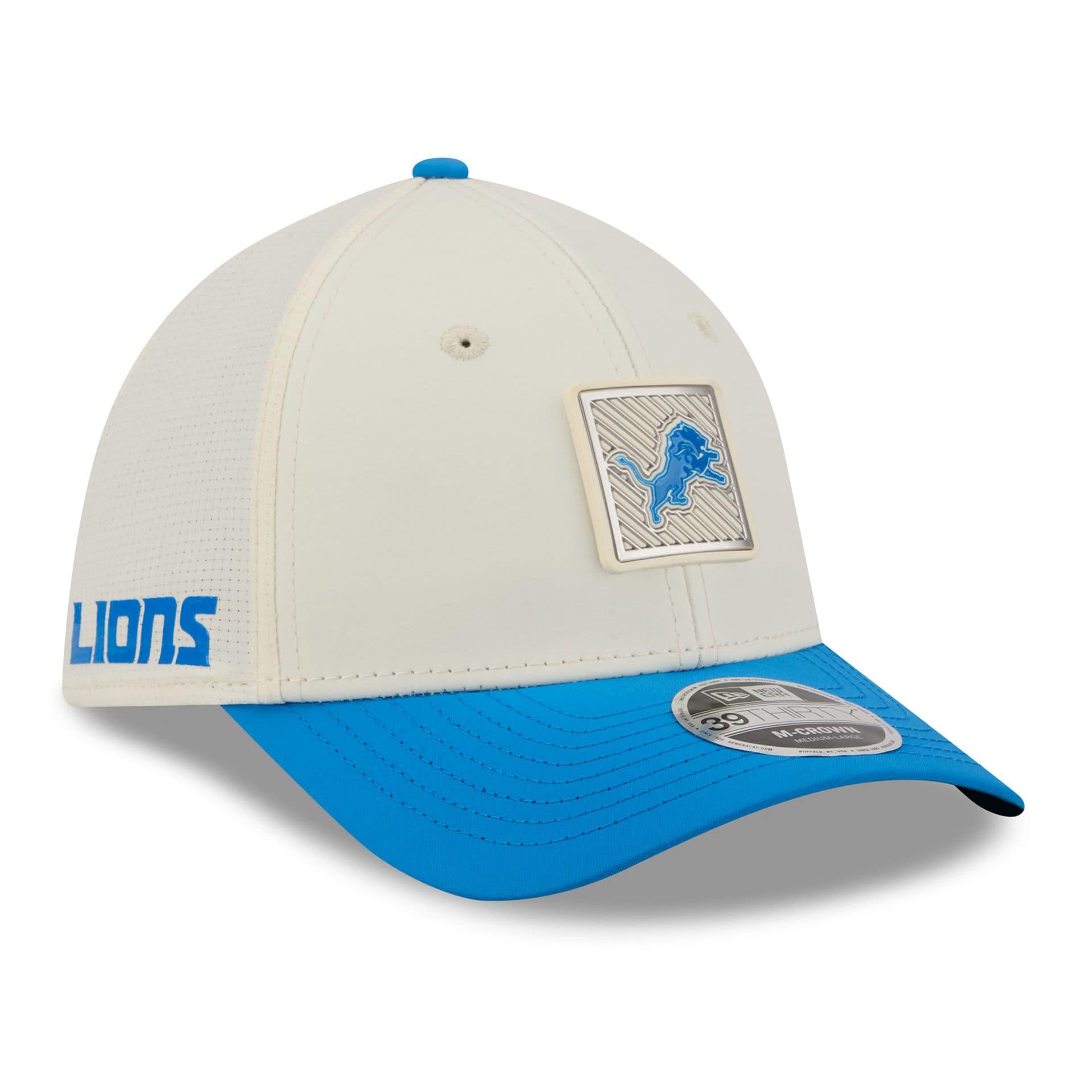 Detroit Lions 2026 NFL Training Camp 39THIRTY Flex Cap Cream/Blau