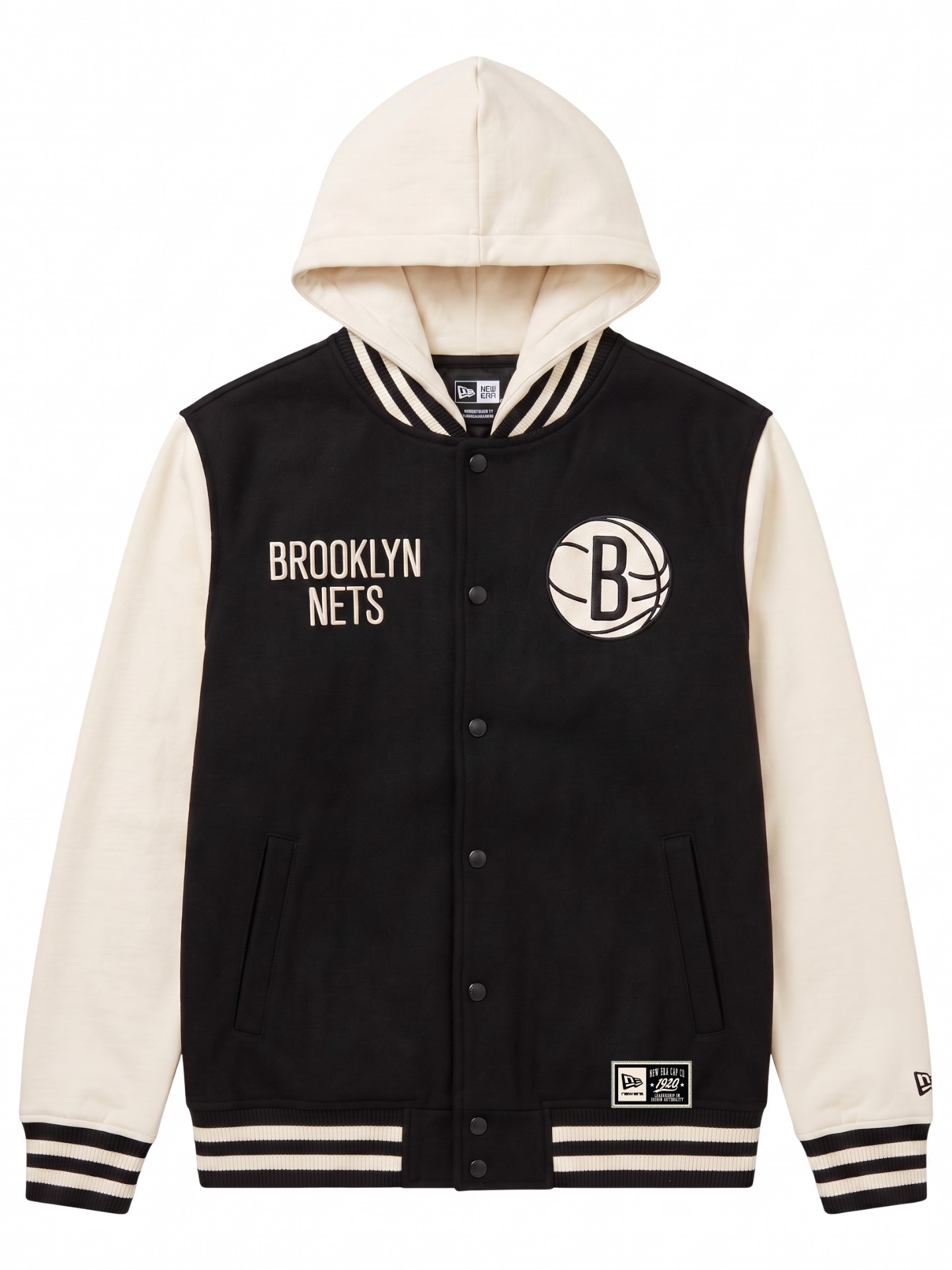 Brooklyn Nets Letterman Hooded NBA Jacke Schwarz