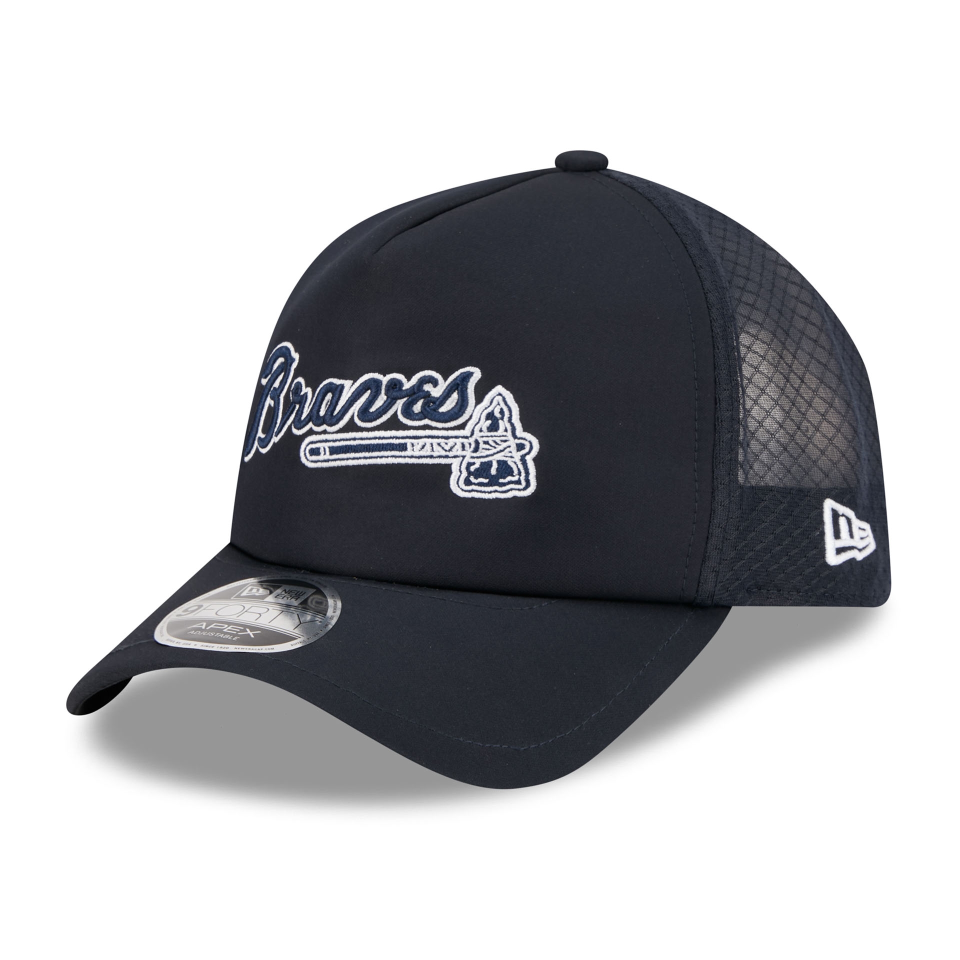 Atlanta Braves 2026 MLB Batting Practice 9FORTY APEX Trucker Cap Navy