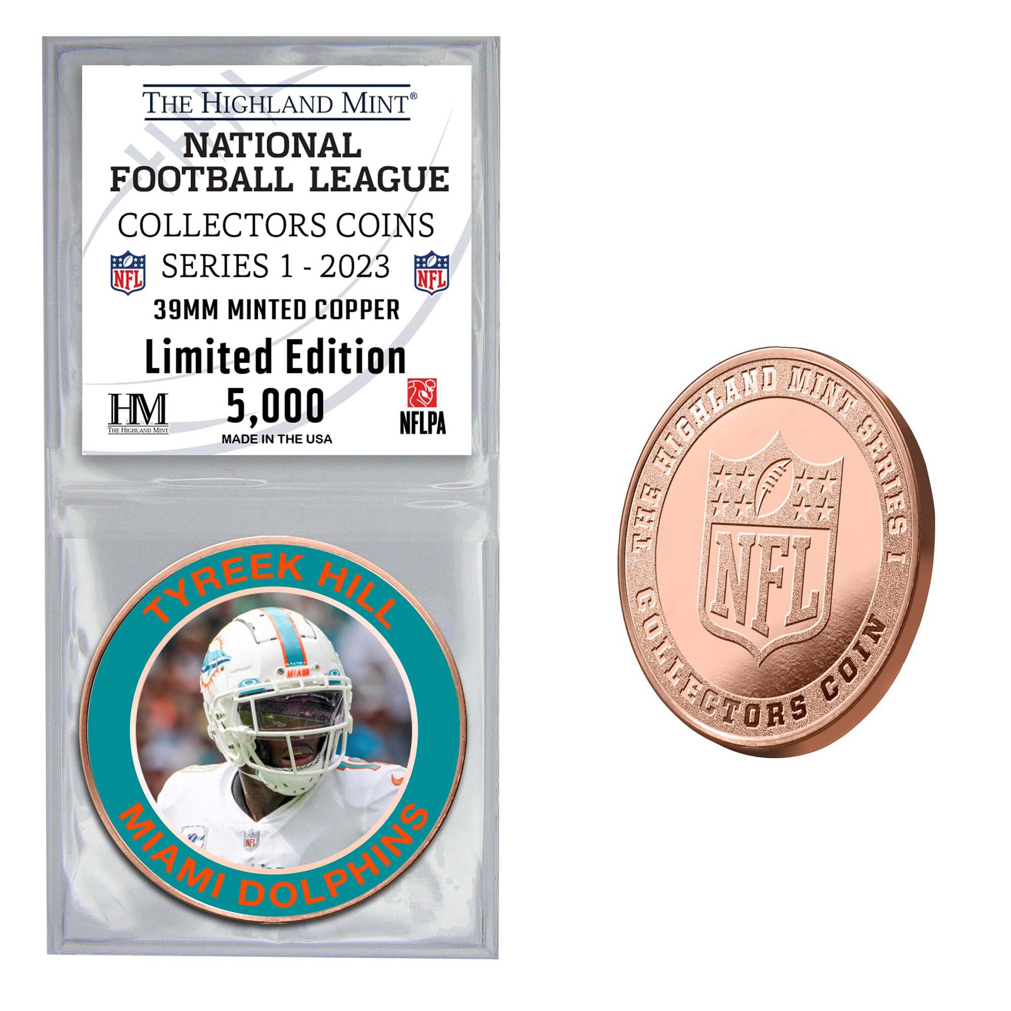 NFL Collectors Coins Series 1 Tyreek Hill Miami Dolphins Gedenkmünze