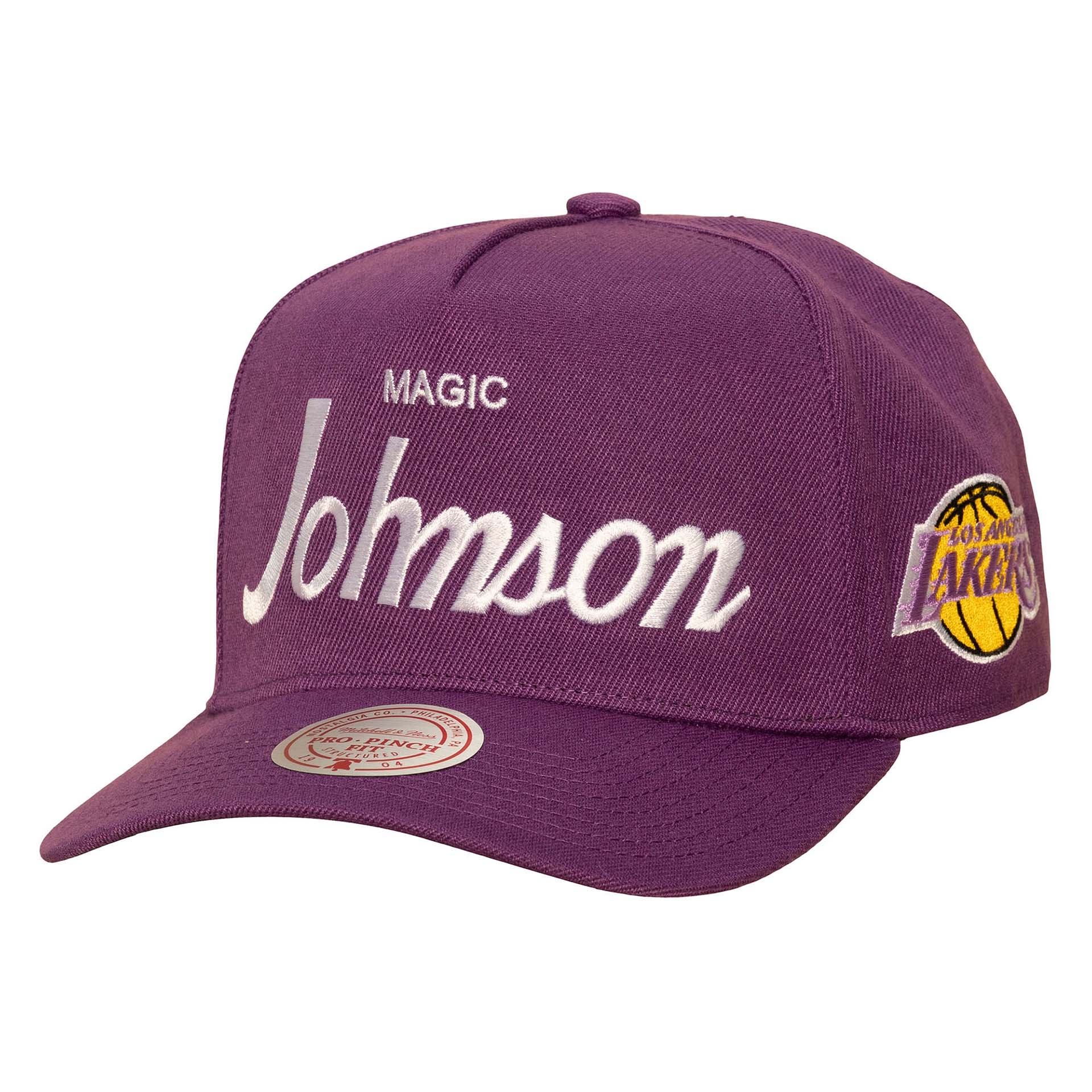 Magic Johnson Los Angeles Lakers Pro Pinch Snapback NBA Cap Lila