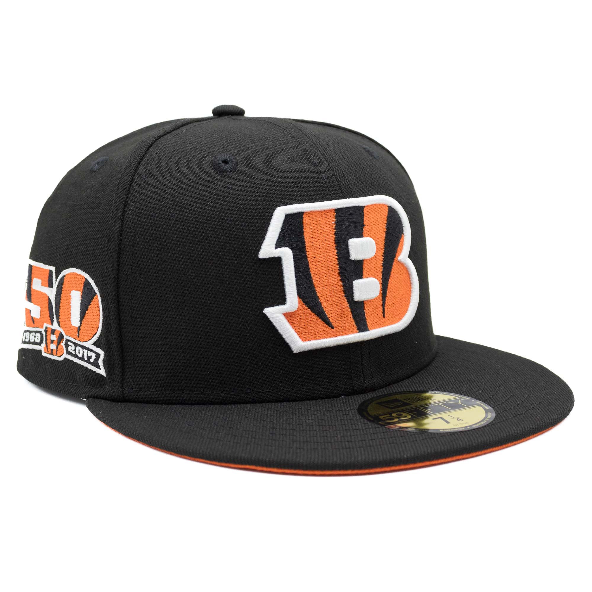 Cincinnati Bengals "B" 50th Anniversary New Era 59FIFTY Fitted NFL Cap Schwarz