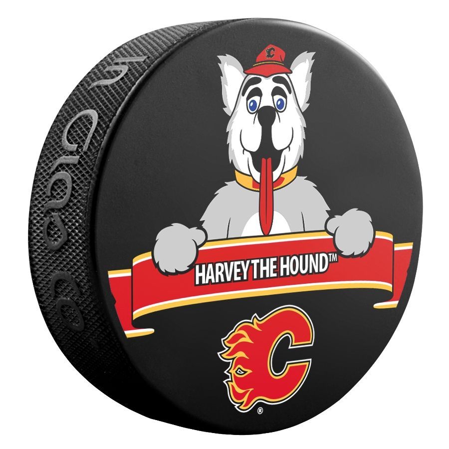 Calgary Flames Harvey The Hound Mascot NHL Souvenir Puck