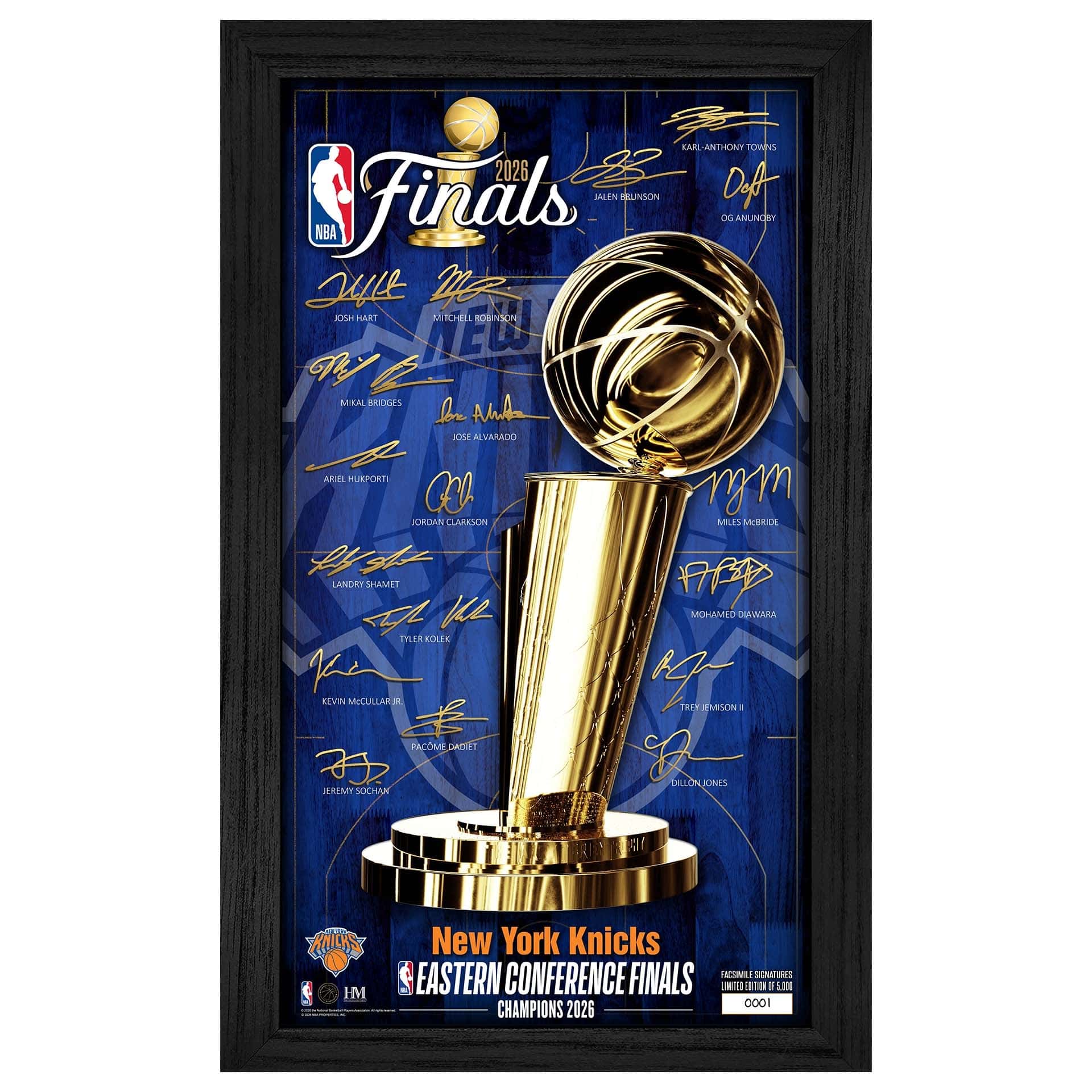 New York Knicks 2026 NBA Champions Signature Trophy Framed Photo