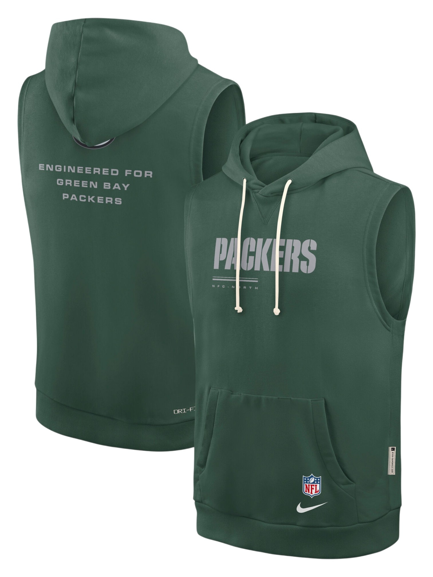 Green Bay Packers 2026 NFL Sideline Standard Issue Sleeveless Hoodie Grün