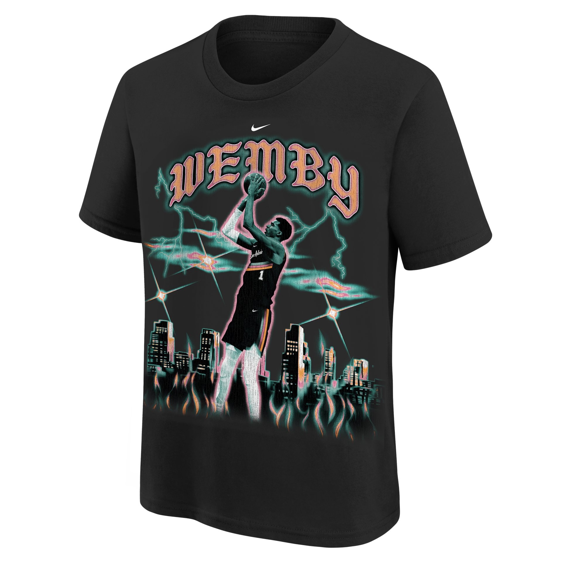 Victor Wembanyama San Antonio Spurs NBA City Edition T-Shirt Schwarz (YOUTH)