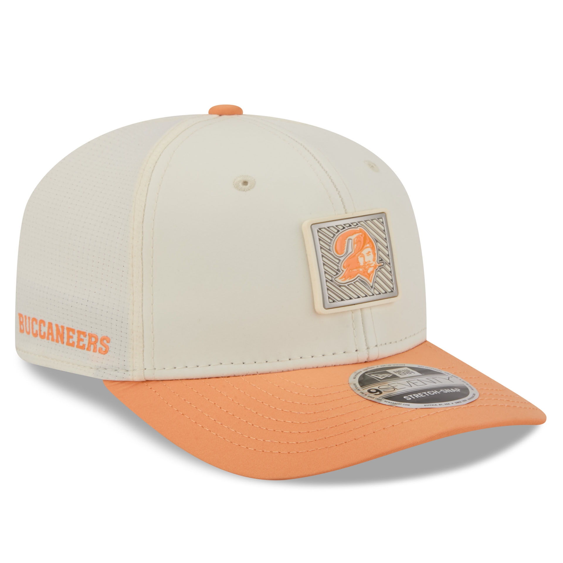 Tampa Bay Buccaneers 2026 NFL Training Camp Historic Logo 9SEVENTY Stretch-Snap Cap Cream/Orange