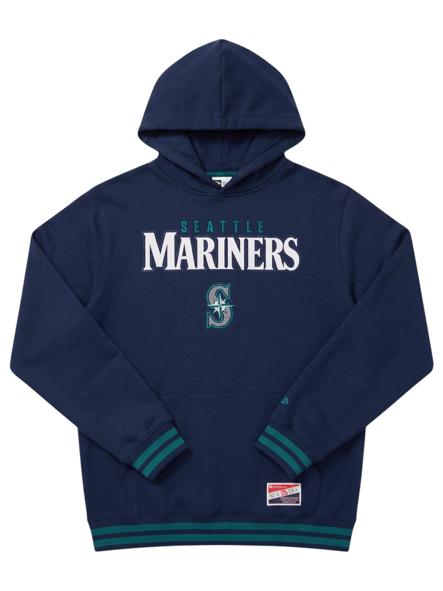 Seattle Mariners Felt Logo Throwback MLB Hoodie Navy