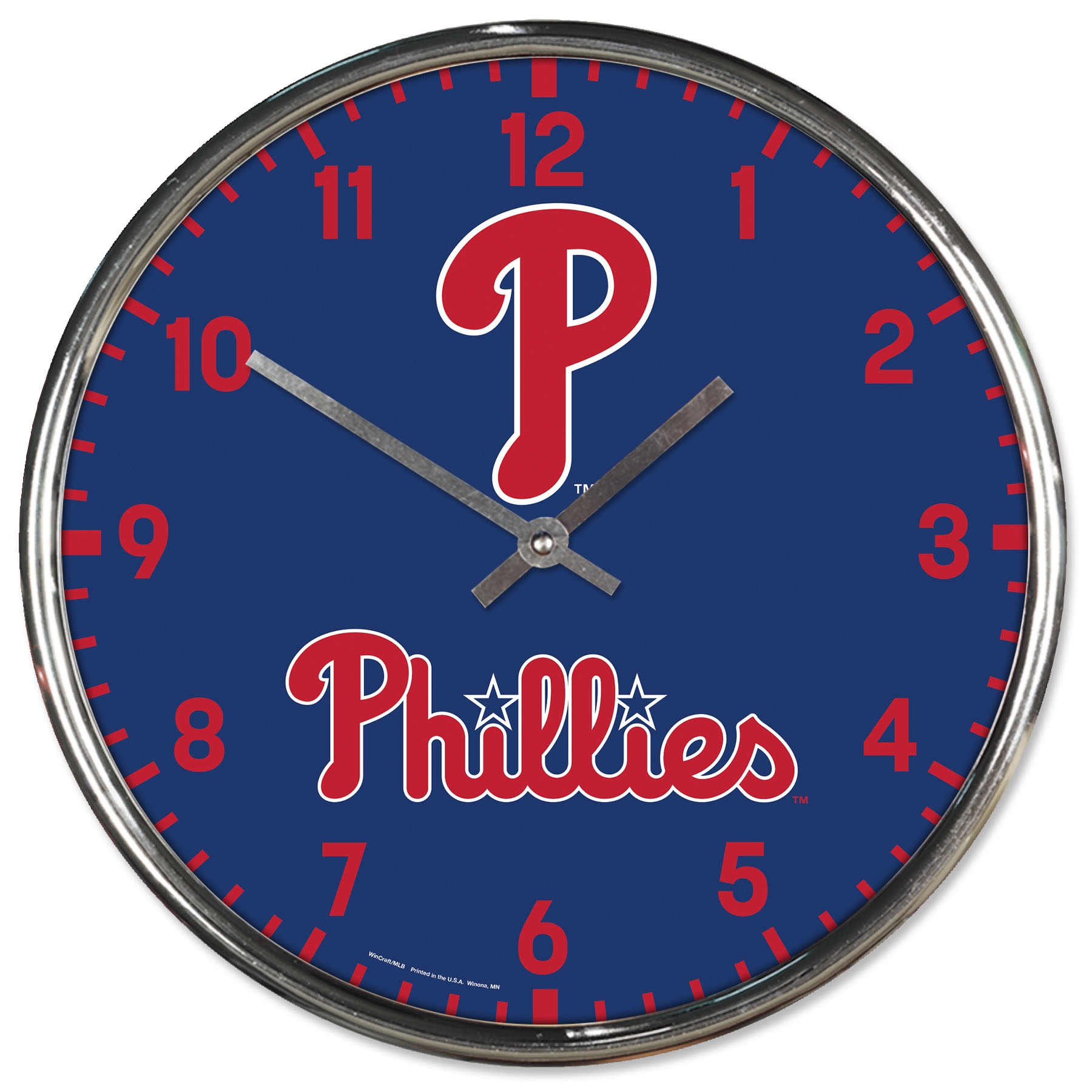 Philadelphia Phillies Chrome MLB Team Design Wanduhr