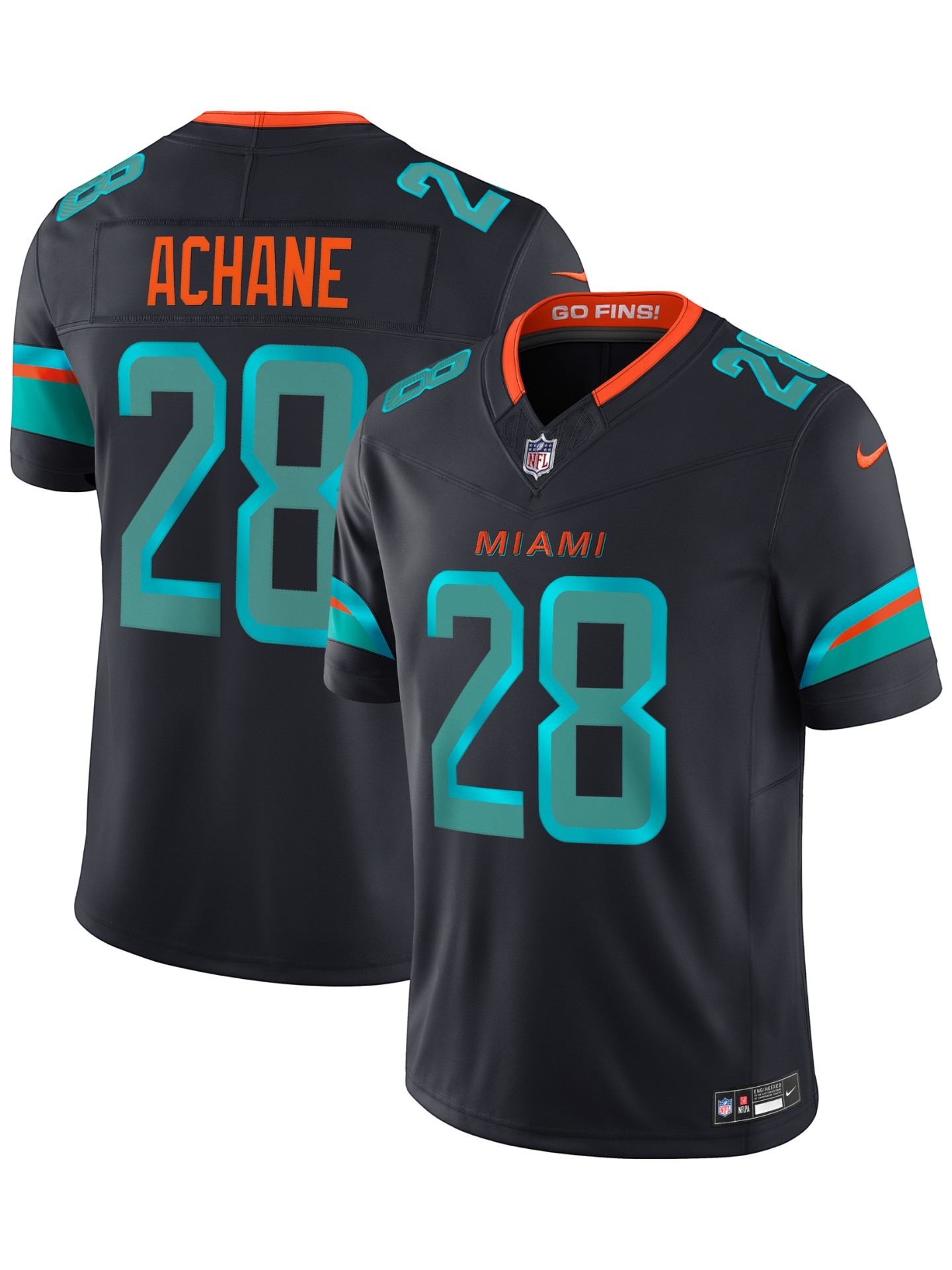 De'Von Achane #28 Miami Dolphins Rivalries Stitched Limited NFL Trikot Navy