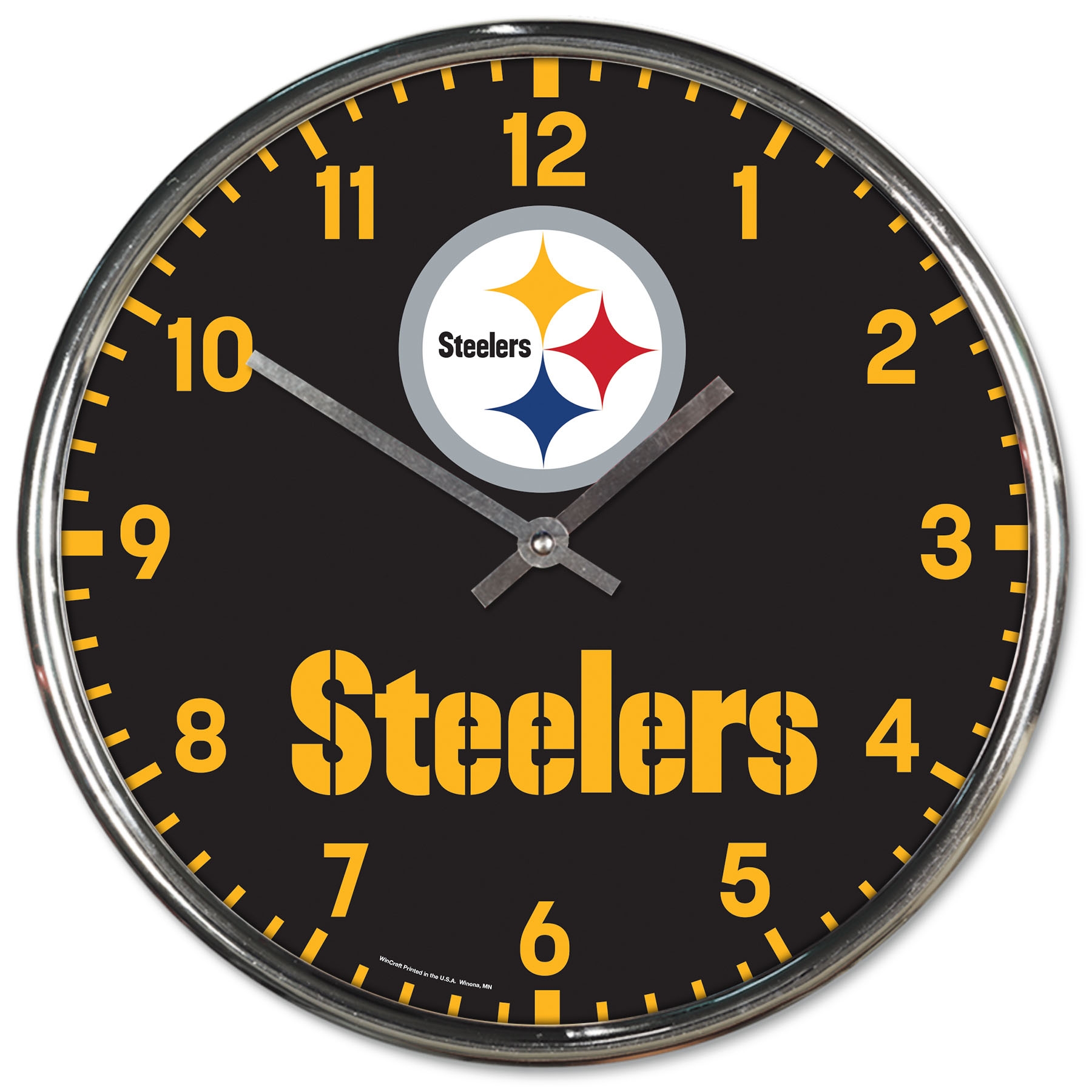 Pittsburgh Steelers Chrome NFL Team Design Wanduhr