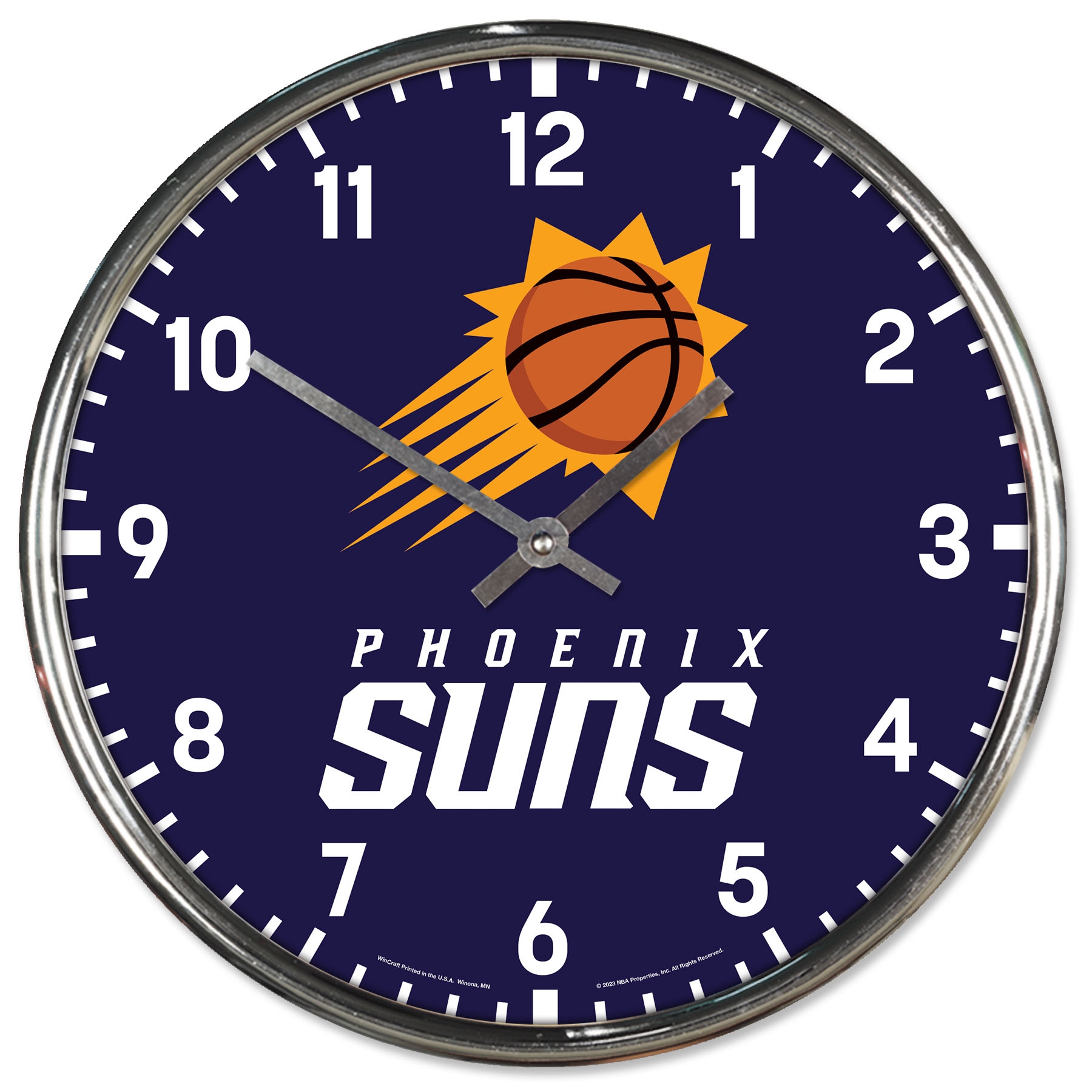 Phoenix Suns Chrome NBA Team Design Wanduhr