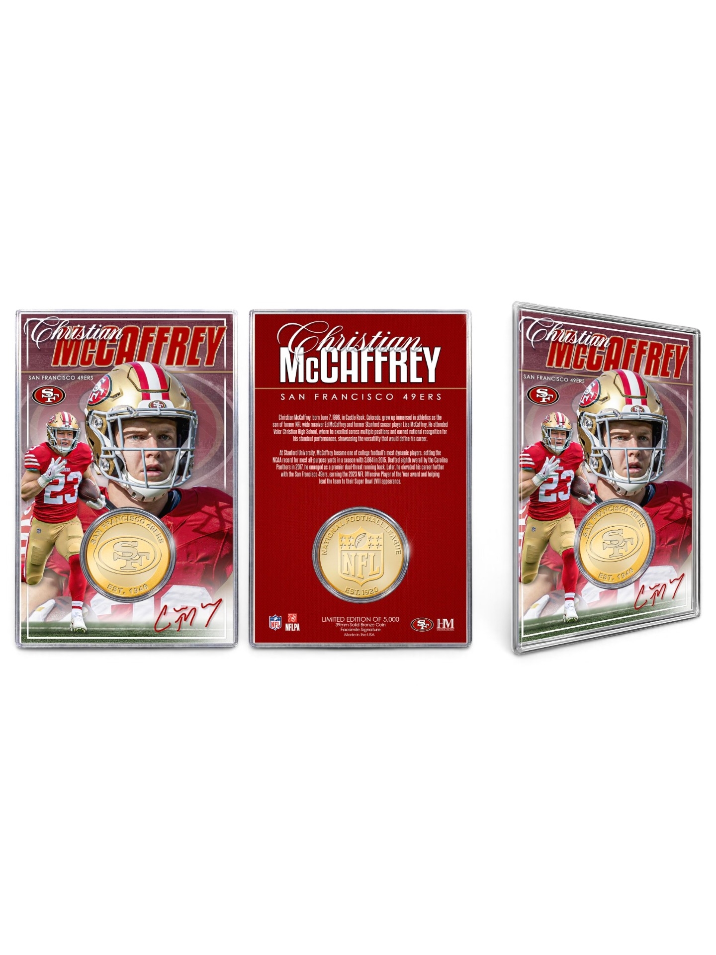 Christian McCaffrey San Francisco 49ers Acrylic Bronze NFL Coin Card