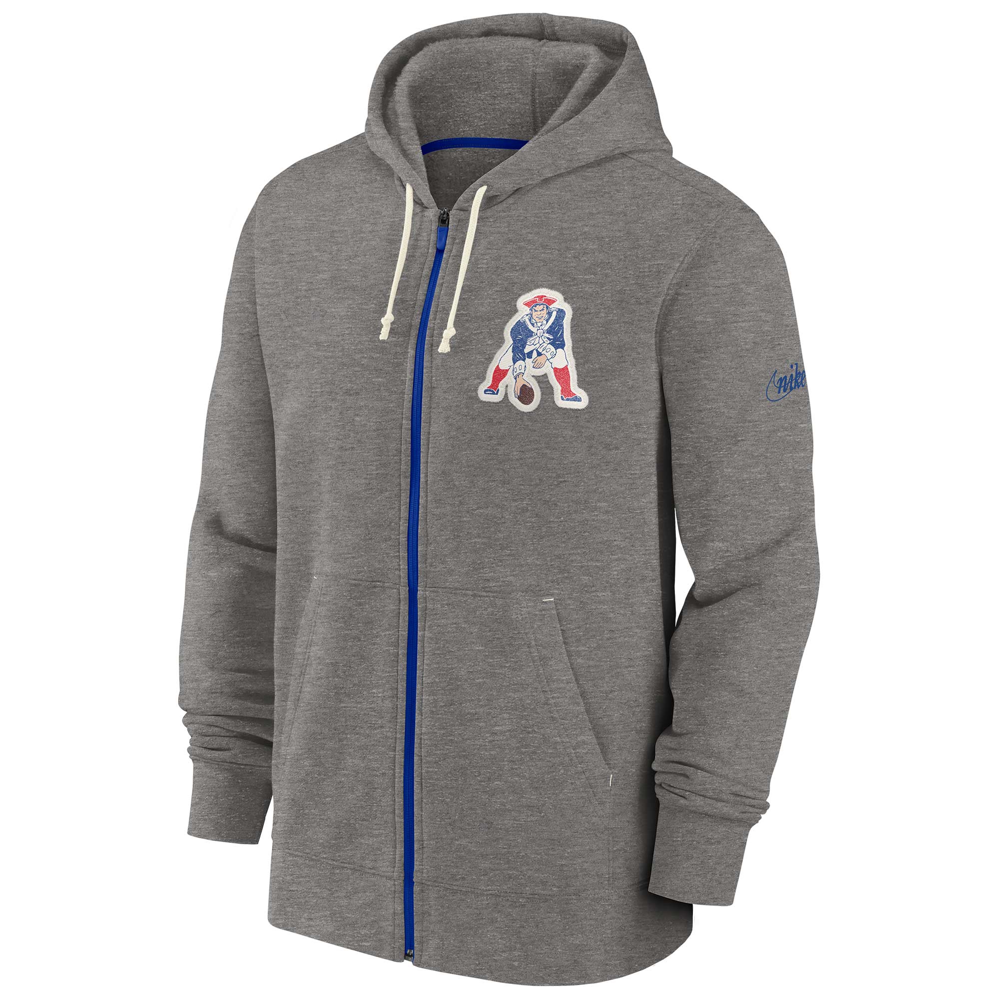 New England Patriots Historic Nike NFL Full-Zip Fleece Hoodie Gray
