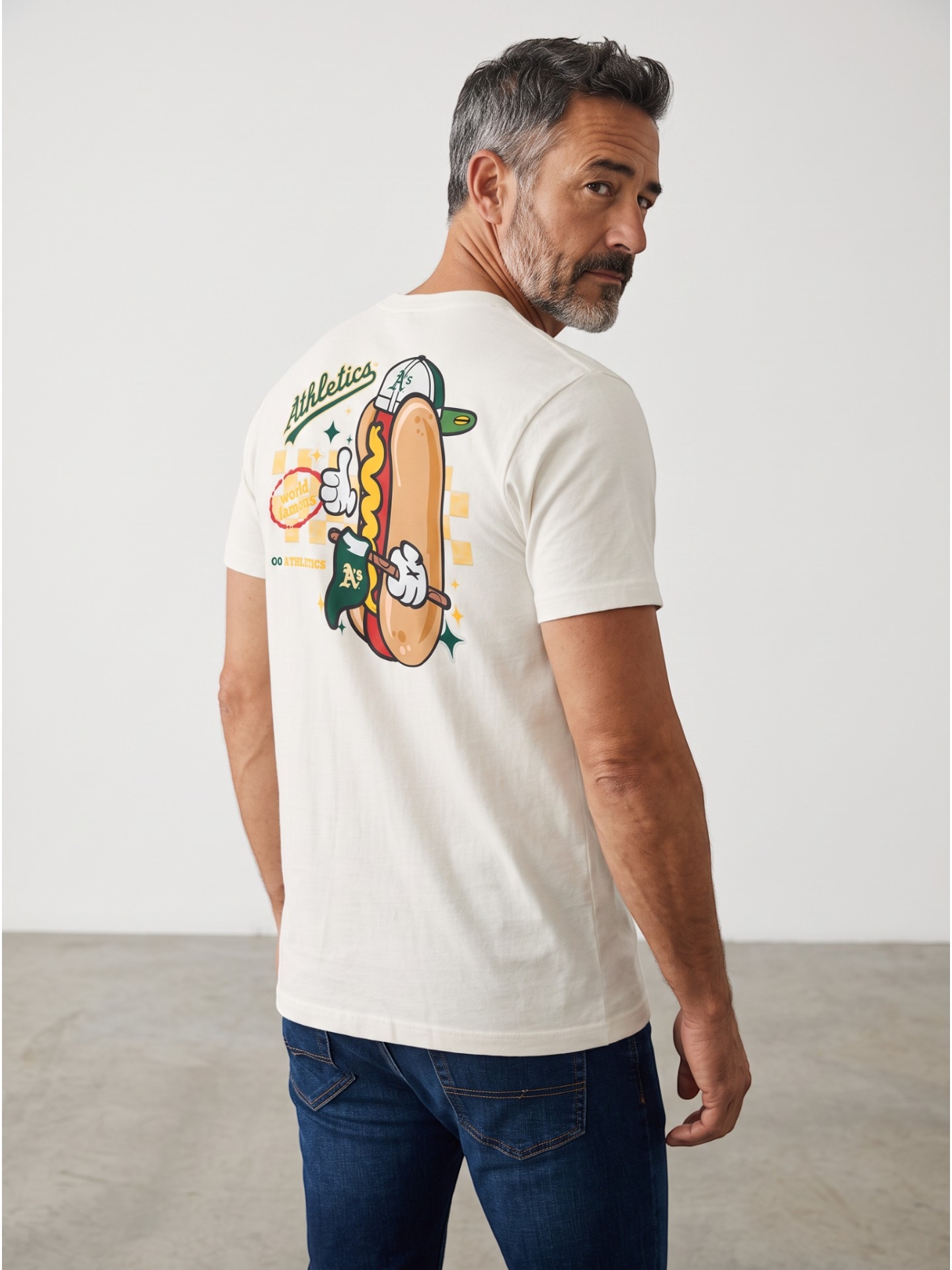 Athletics Ballpark Hot Dog Oversized MLB T-Shirt Cream