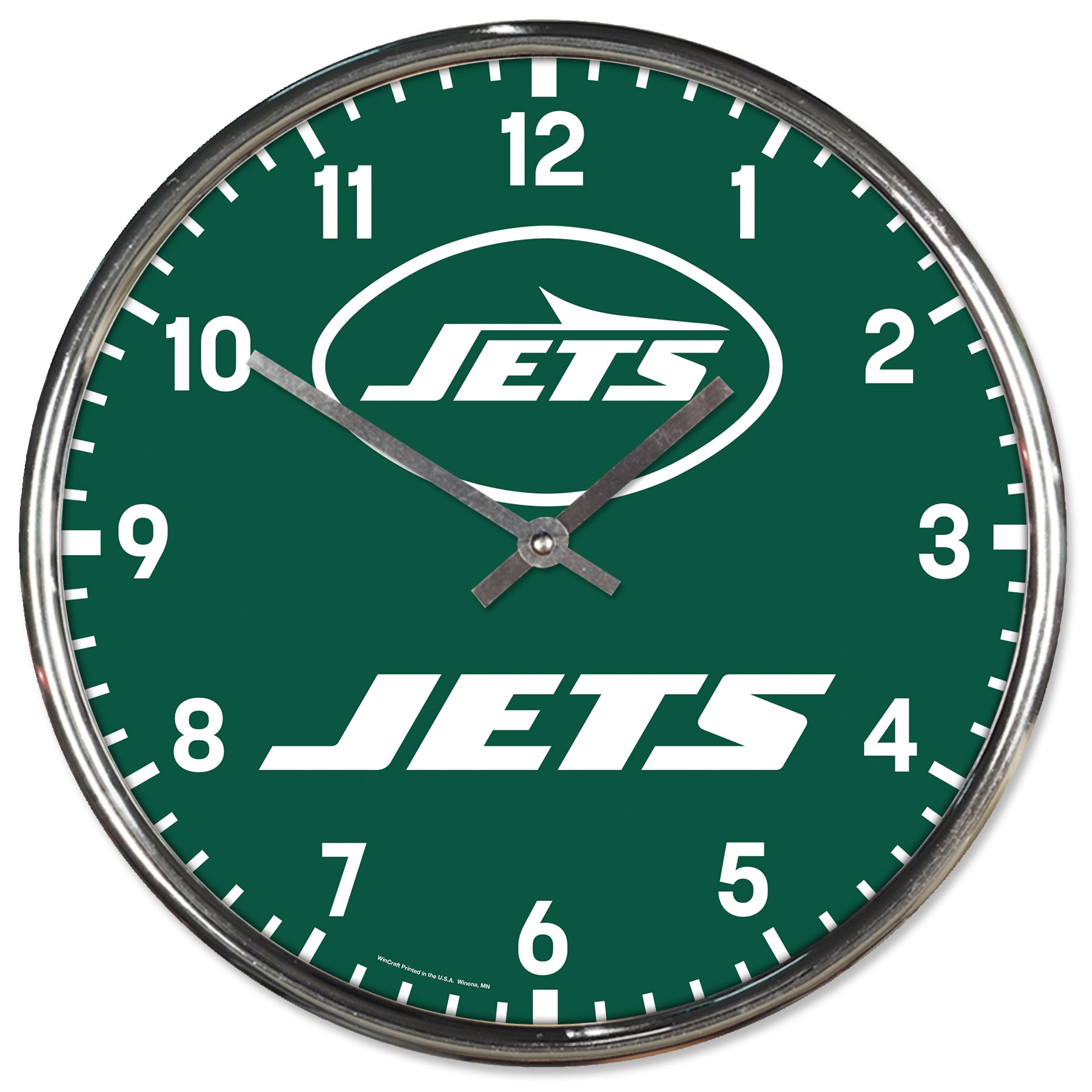 New York Jets Chrome NFL Team Design Wanduhr