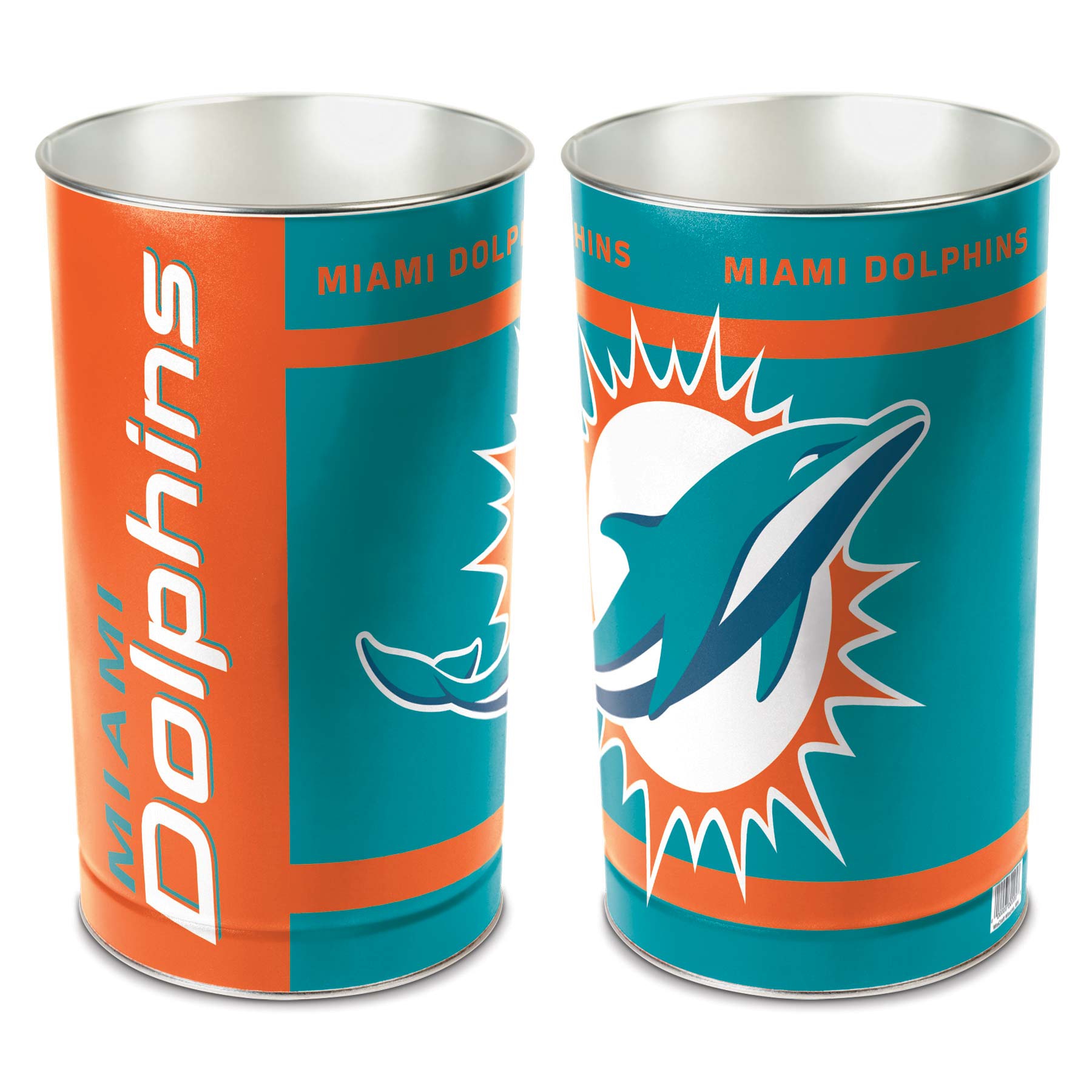 Miami Dolphins Metal NFL Wastebasket