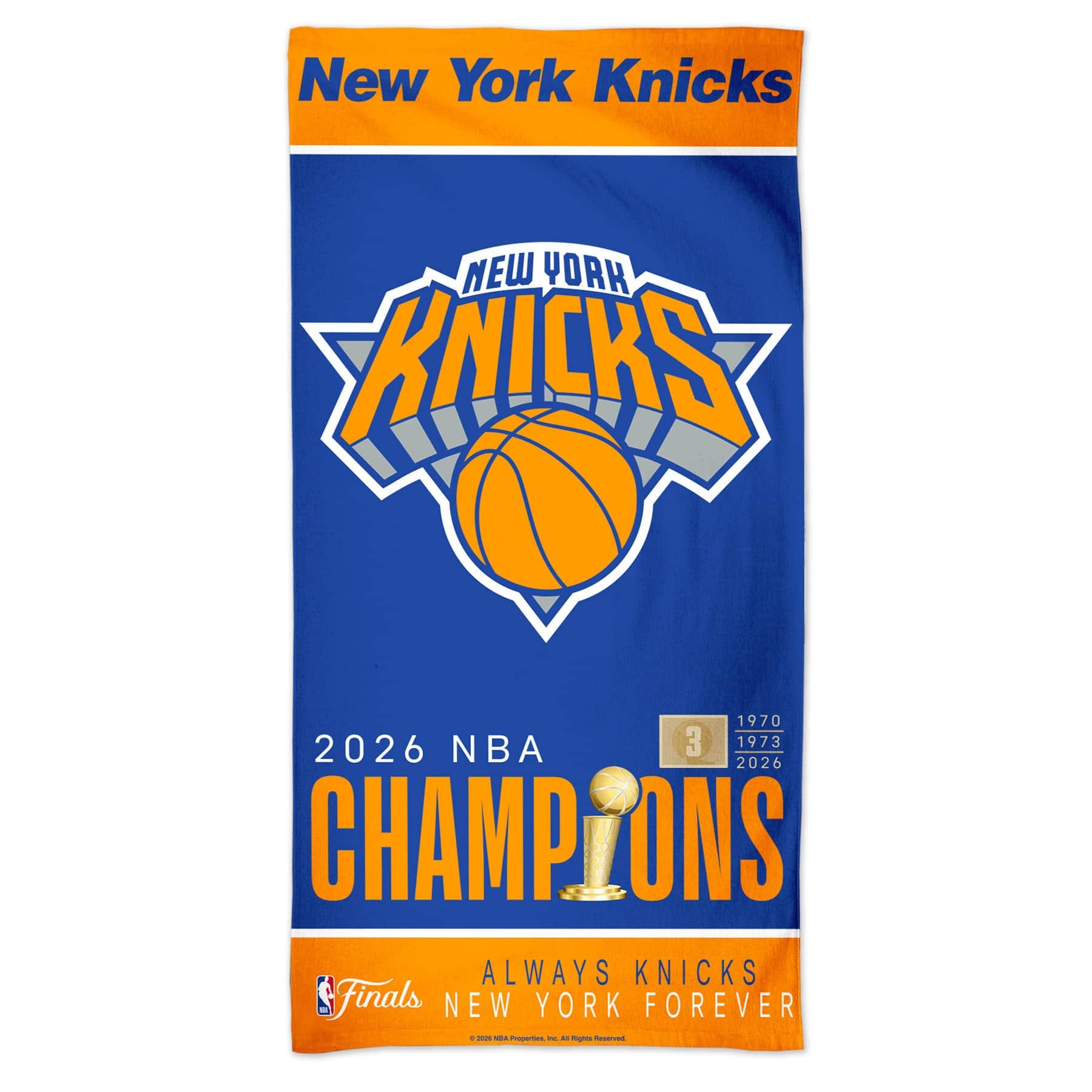 New York Knicks 2026 NBA Champions WinCraft NBA Beach Towel