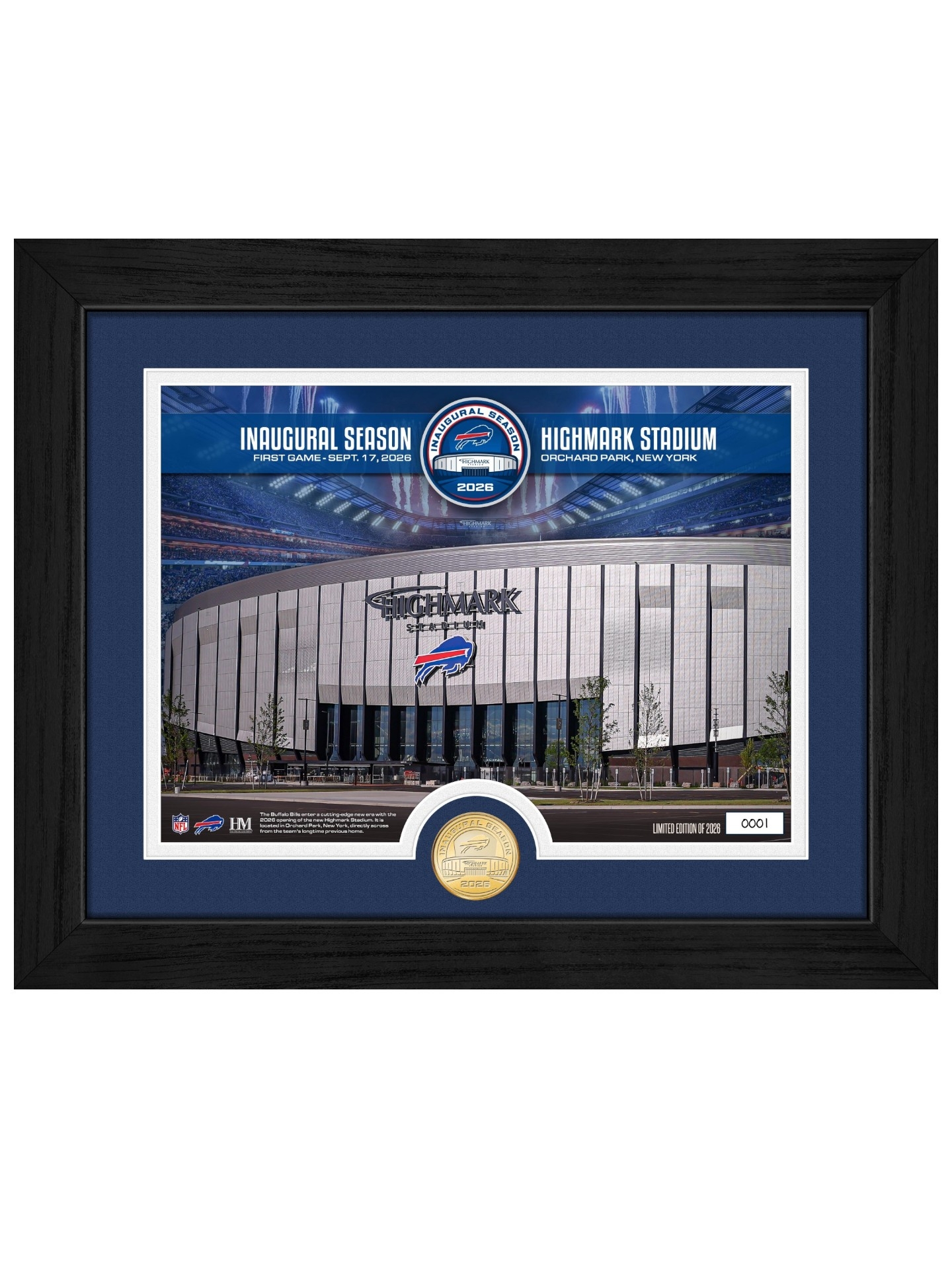 Buffalo Bills Highmark Stadium Inaugural Season Bronze Coin Framed NFL Photo