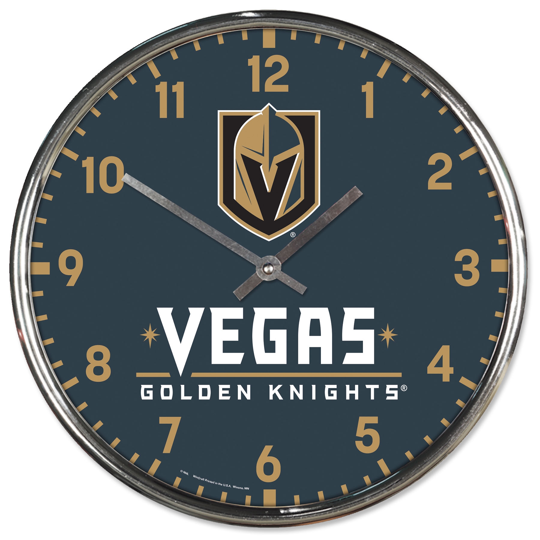 Vegas Golden Knights Chrome NHL Team Design Wanduhr