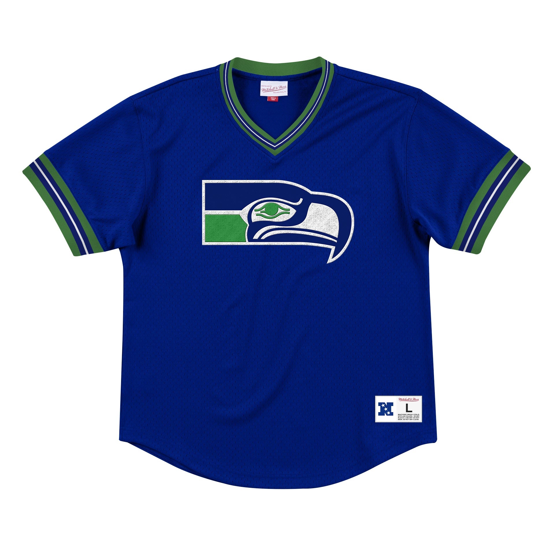 Seattle Seahawks Unbeaten Mitchell & Ness NFL V-Neck Mesh Shirt Blue