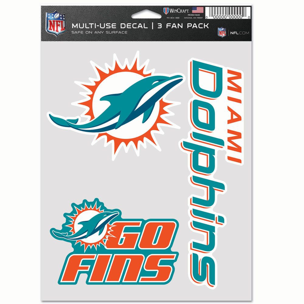 Miami Dolphins Multi-Use NFL Aufkleber-Set (3 Stk.)