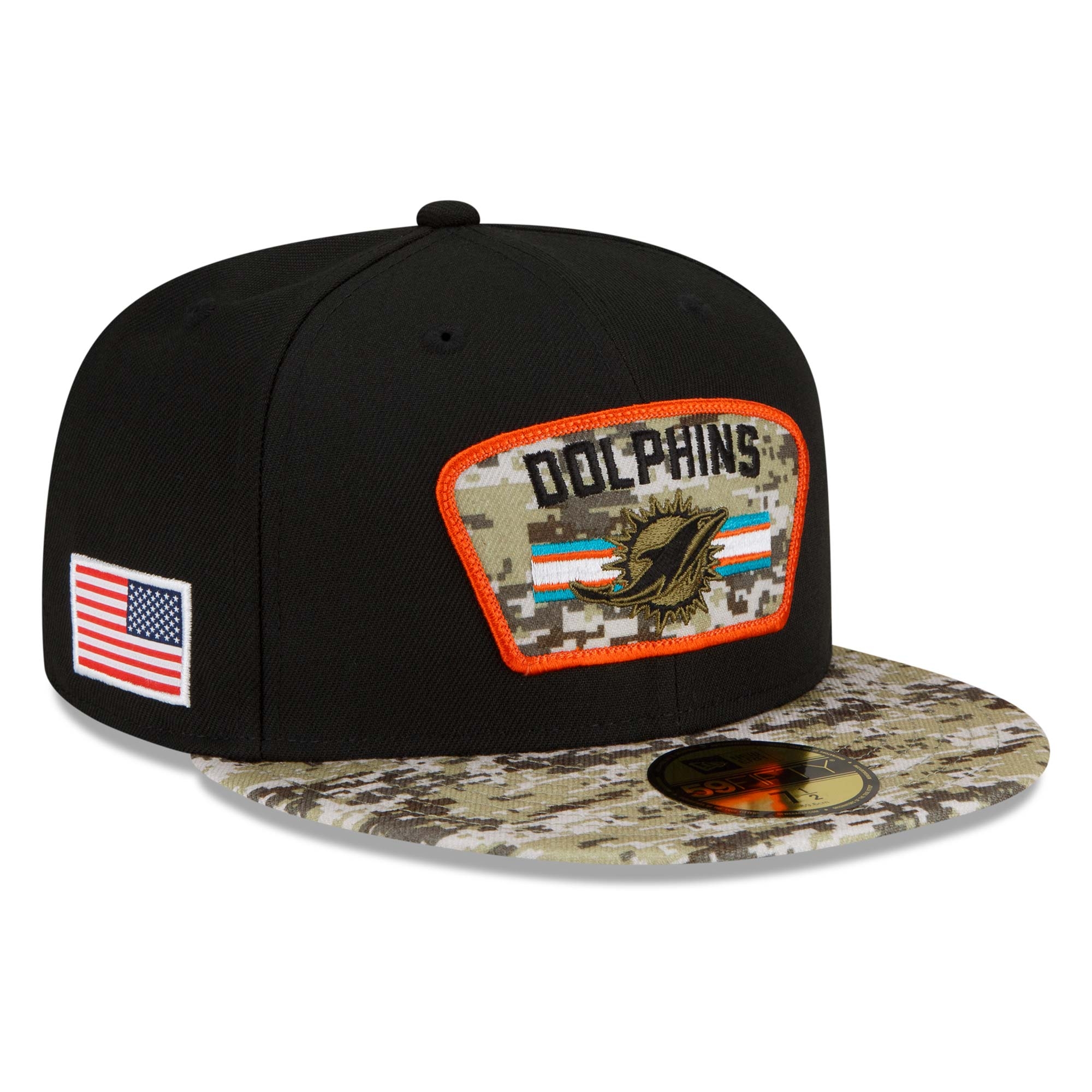 Miami Dolphins 2021 NFL On-Field Salute to Service New Era 59FIFTY Fitted Cap