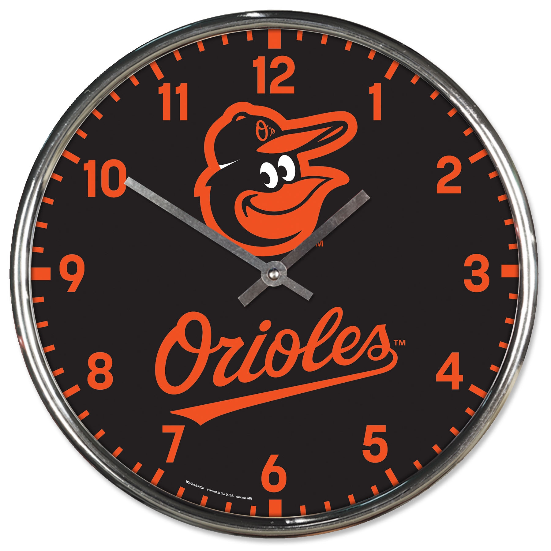 Baltimore Orioles Chrome MLB Team Design Wanduhr