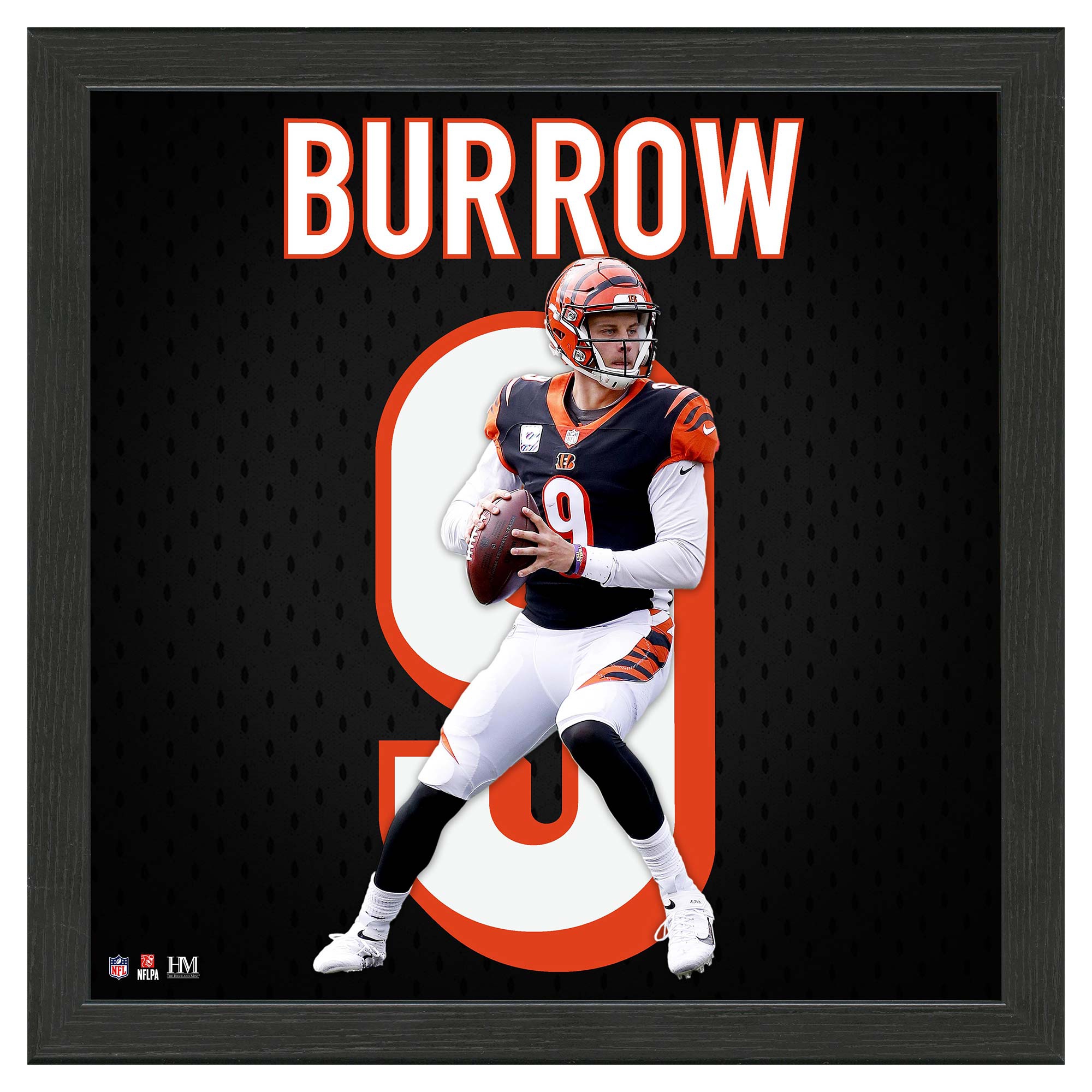 Joe Burrow #9 Cincinnati Bengals Impact Jersey Gerahmtes NFL Bild