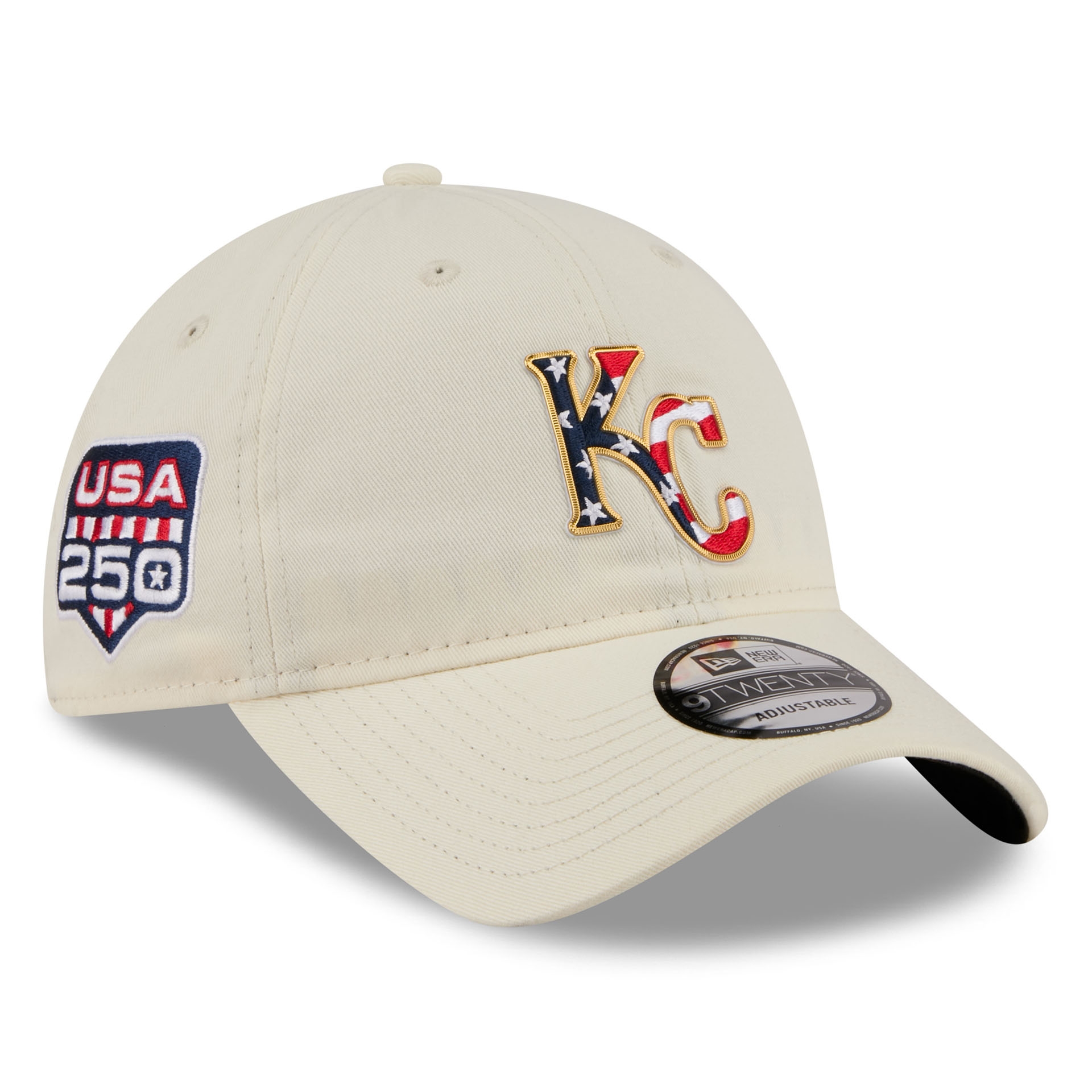 Kansas City Chiefs 4th of July USA 250 9TWENTY Adjustable Cap Cream