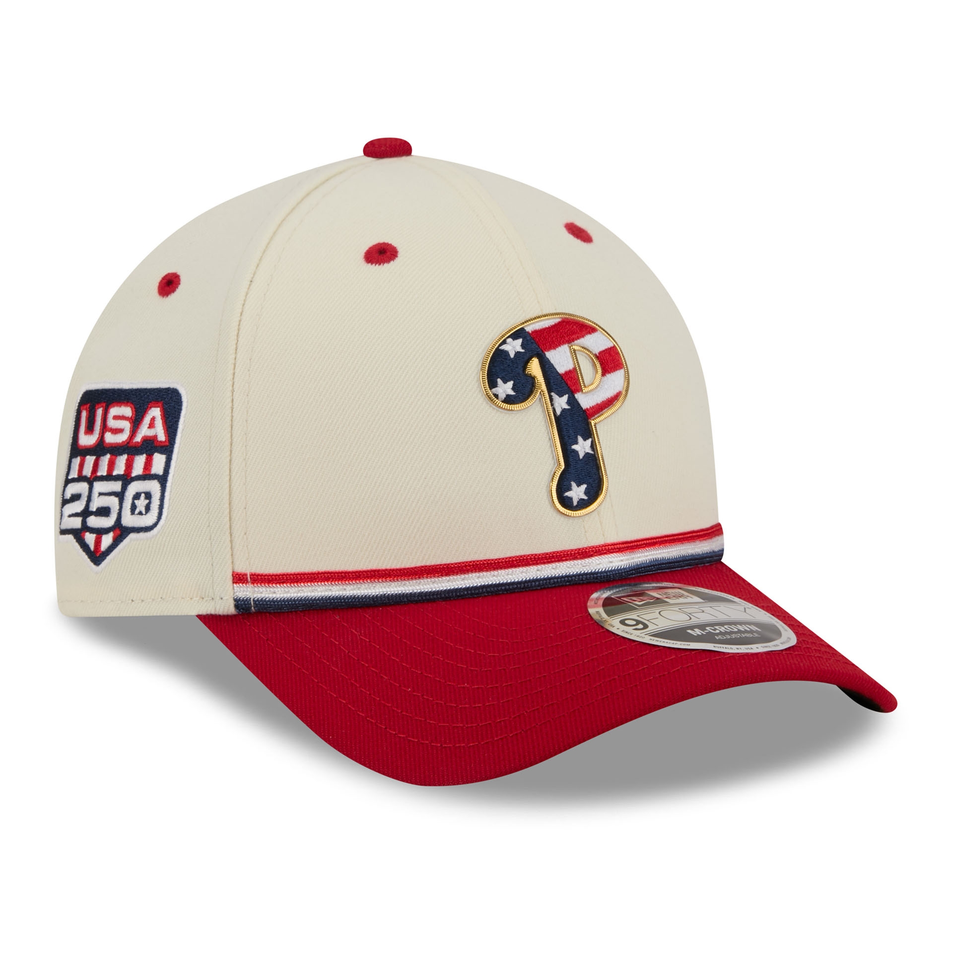 Philadelphia Phillies 2026 4th of July USA 250 9FORTY Snapback MLB Cap