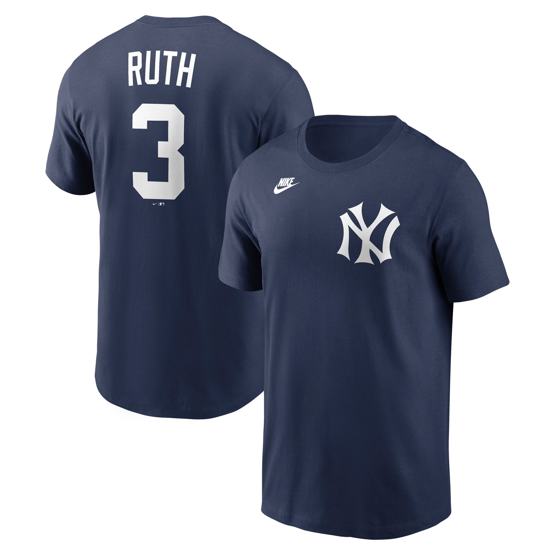 Babe Ruth #3 New York Yankees Cooperstown MLB T-Shirt Navy